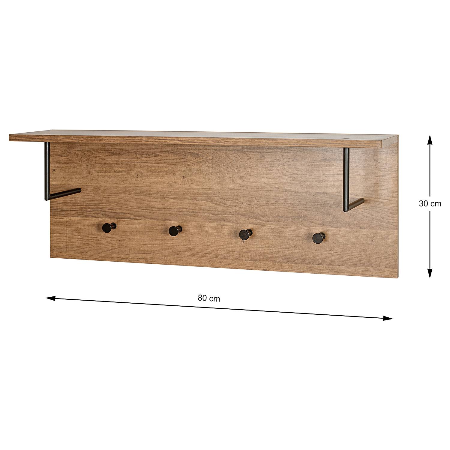Wall coat rack Dunnet 80 cm oak decor
