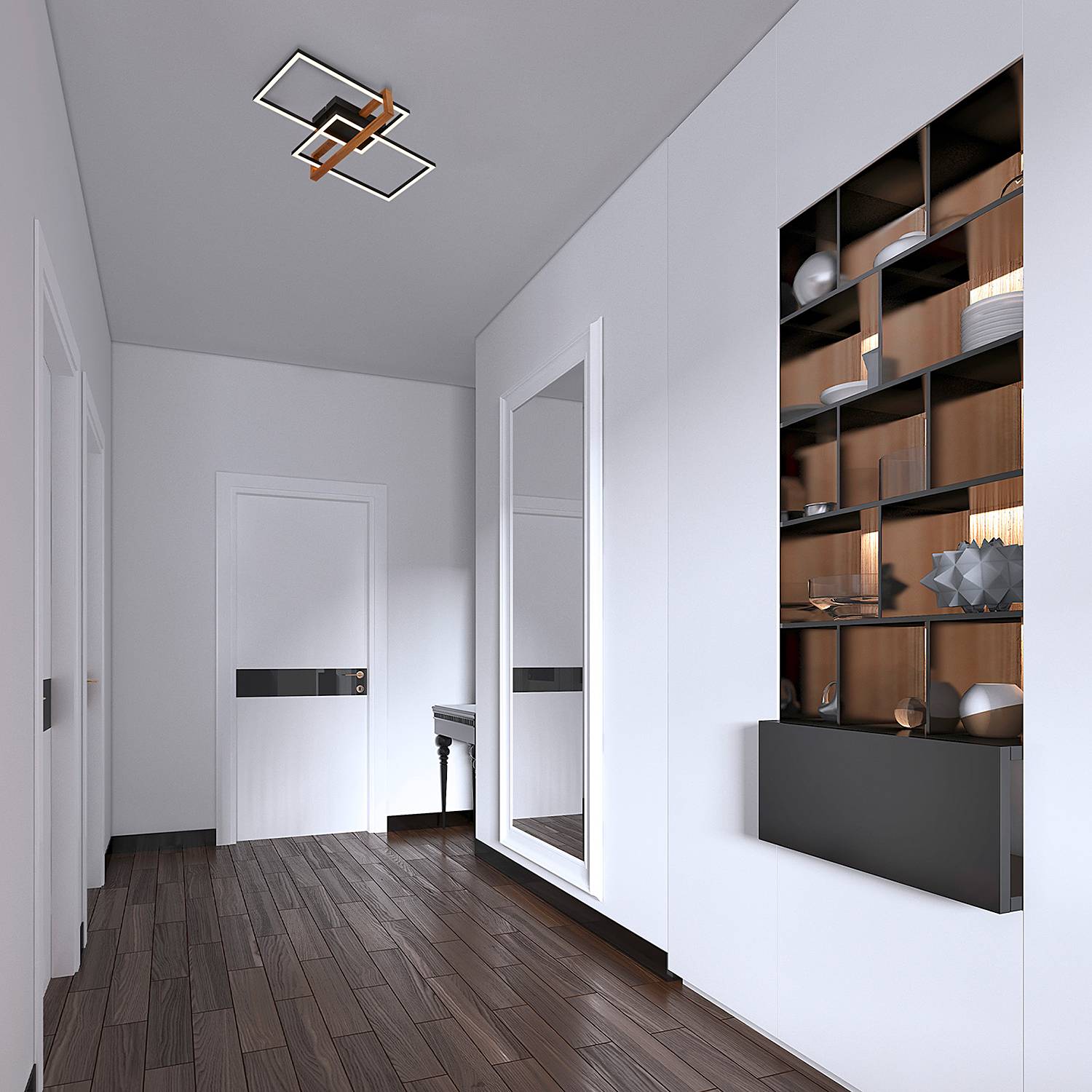 LED-Deckenleuchte Seramena Aluminium Eiche Massiv Schwarz