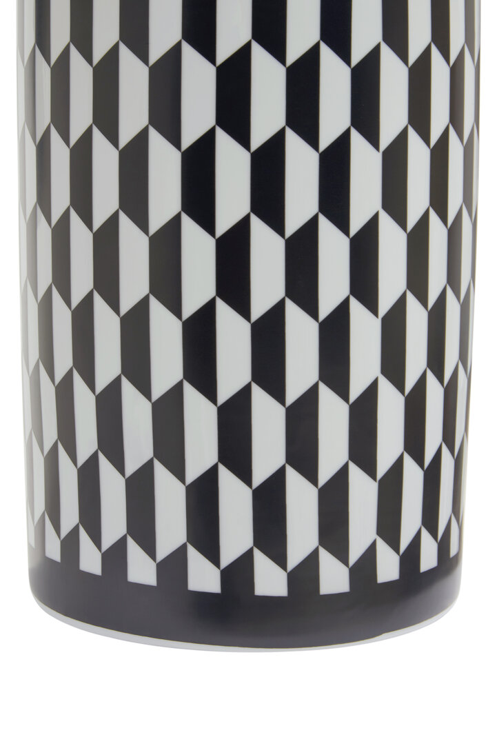 Marlo Grande Barattolo in Ceramica con Motivo Geometrico Bianco e Nero