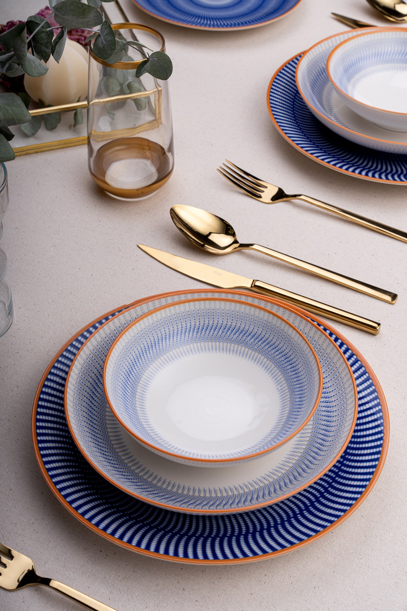 Tableware set 24-pc. Porcelain Blue