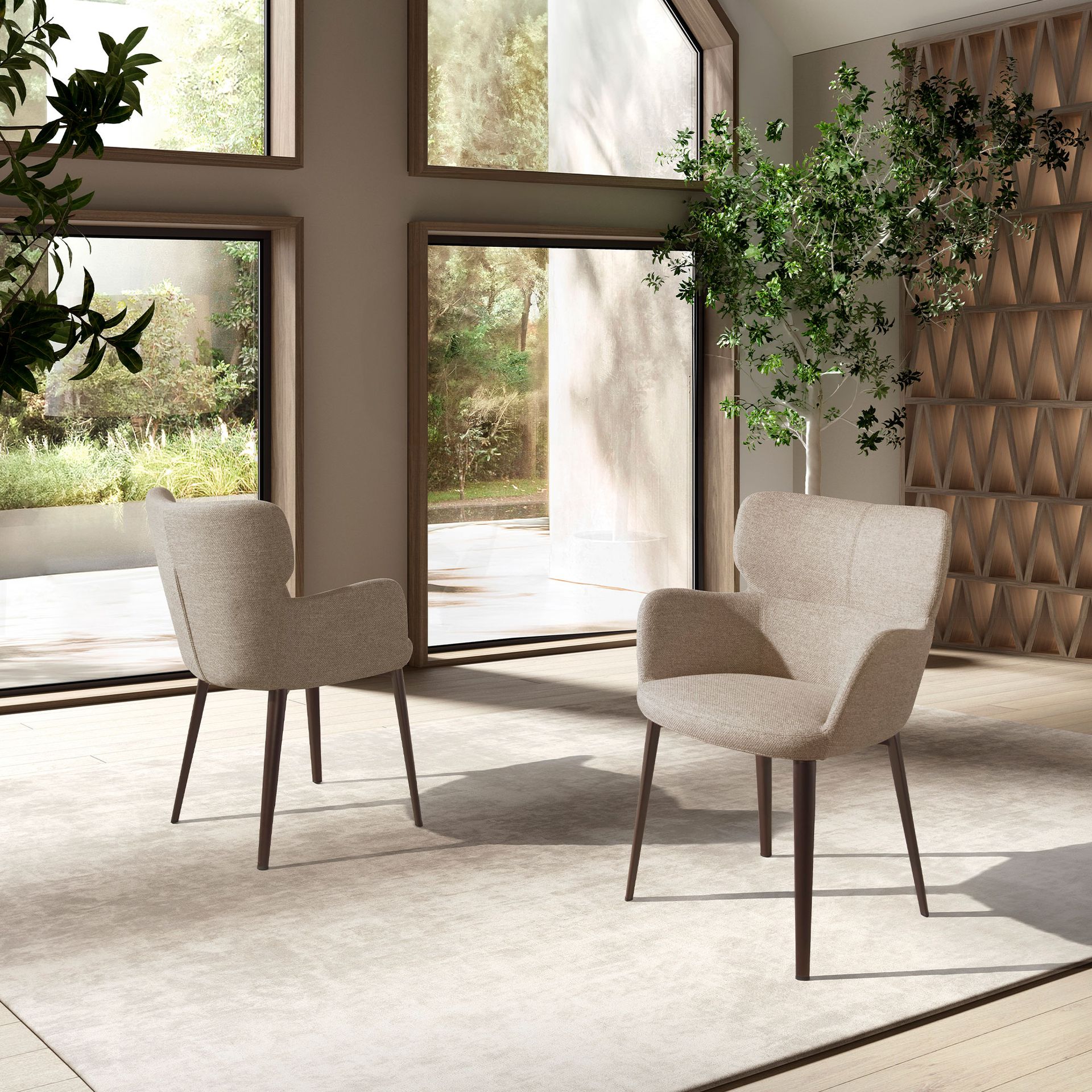 Esszimmerstuhl Textil Hellbraun