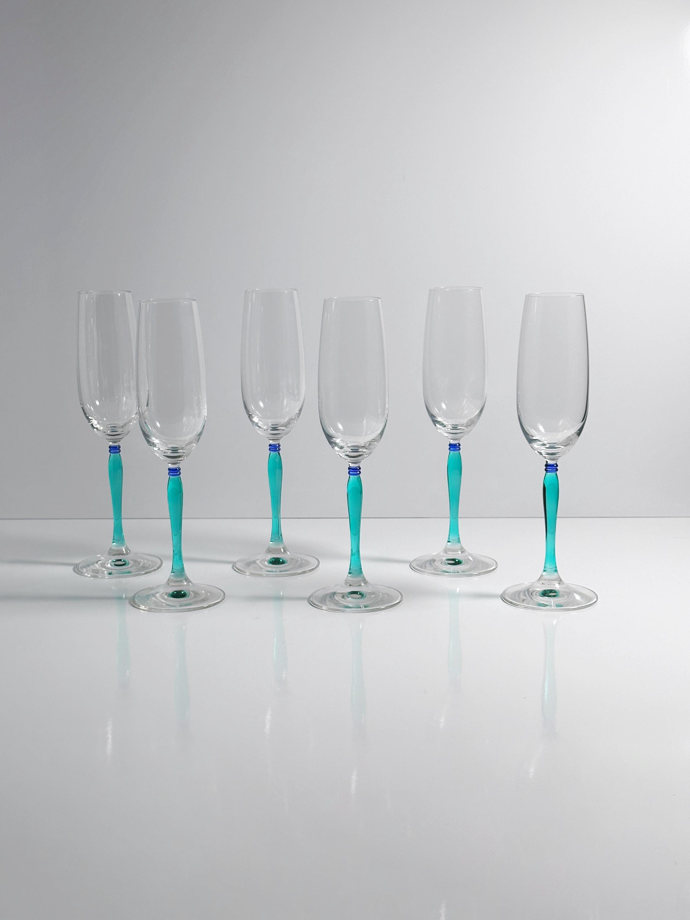 6x Vintage Postmodern Sektglas 1990er Jahre