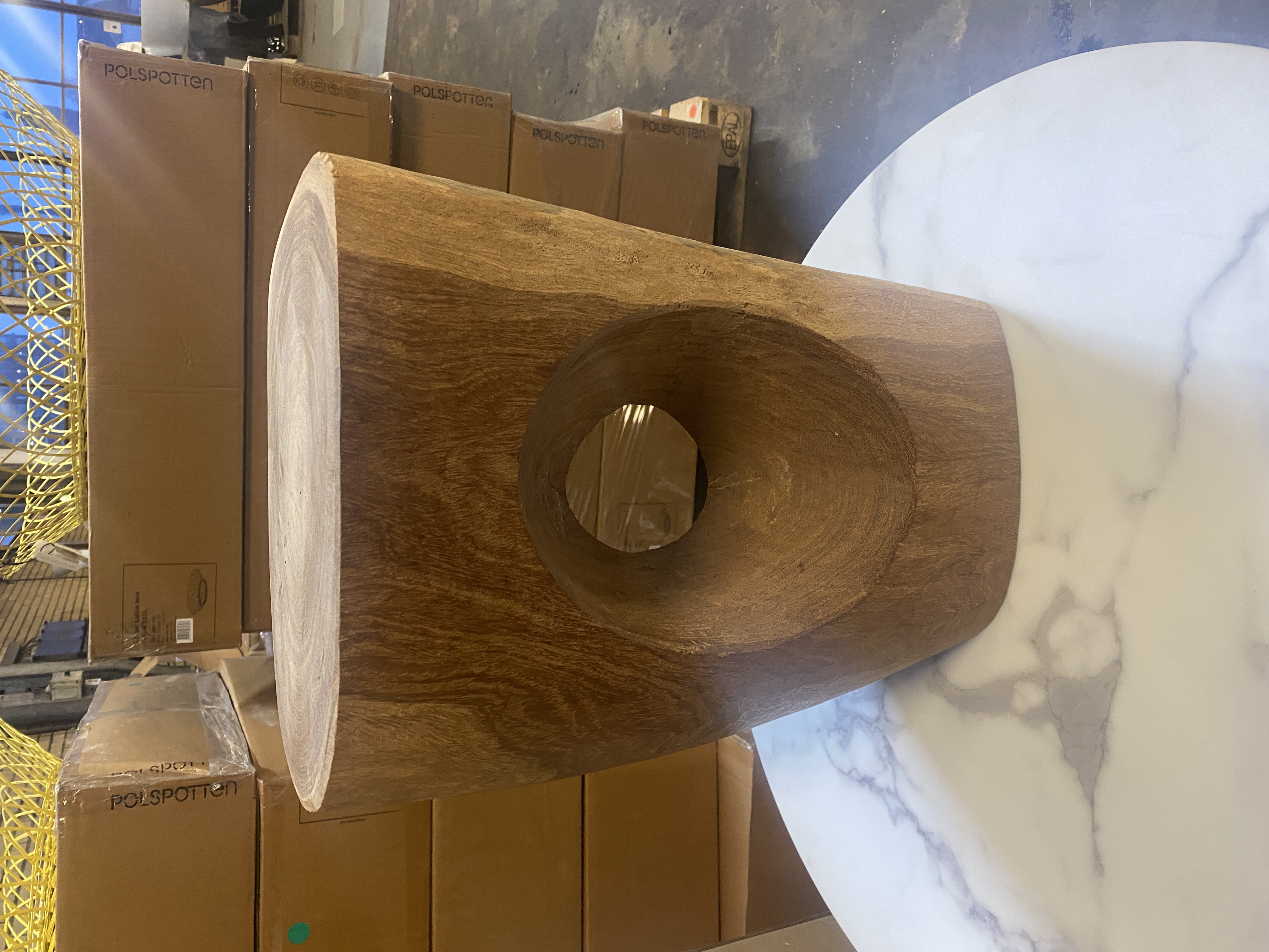 Devils Eye Hocker Holz Braun