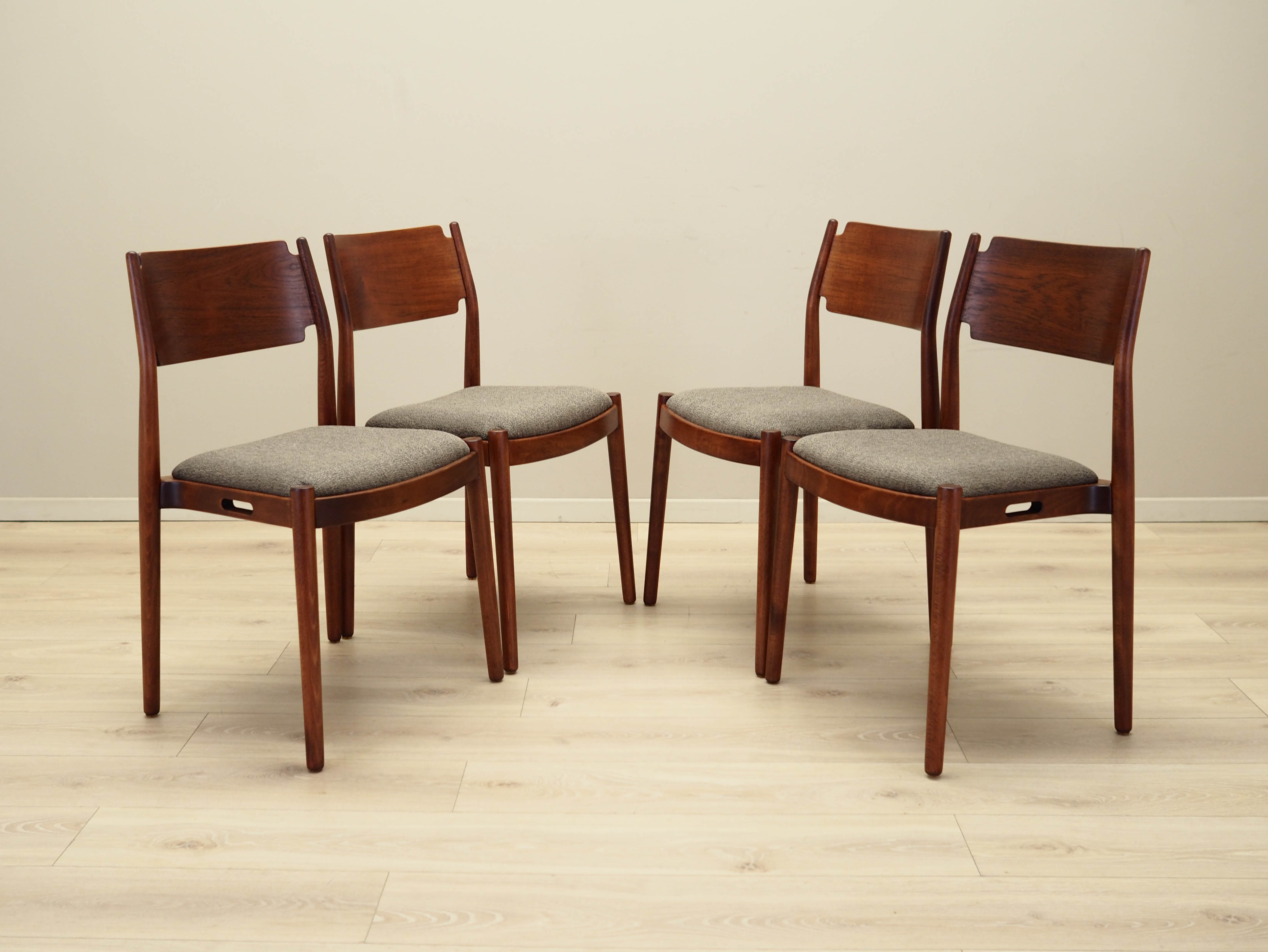 4x Chair-Set Wood Brown 1970s