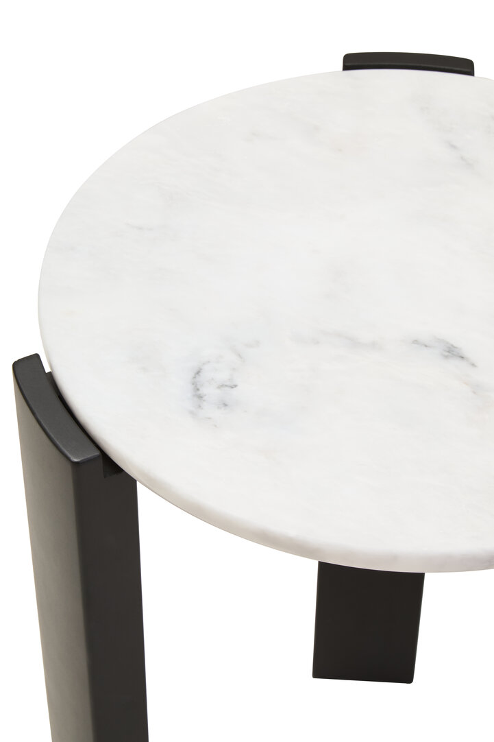 Palermo Runder Marmor Beistelltisch Naturholz