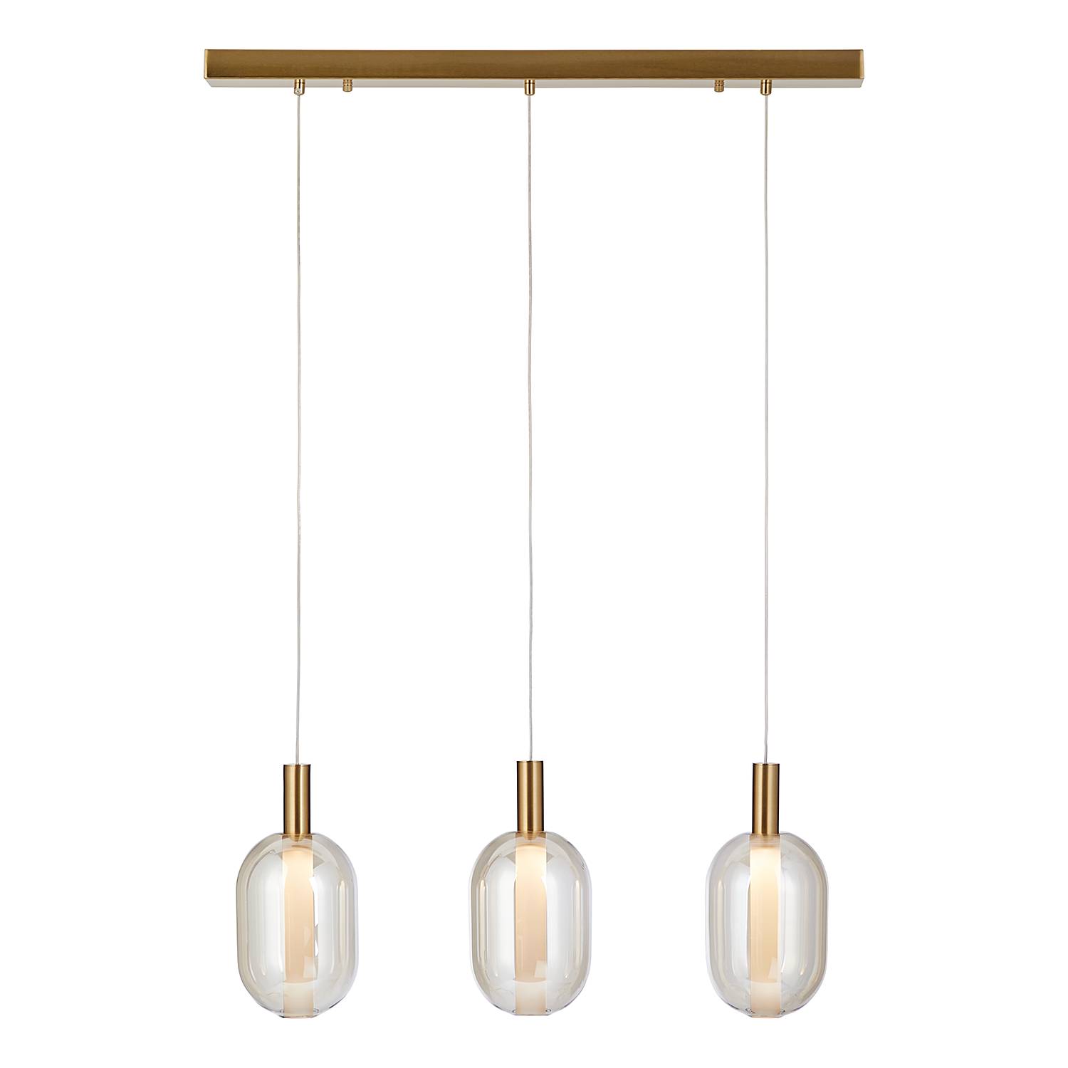 3-Flammig Exemlar Pendelleuchte Farbglas Aluminium