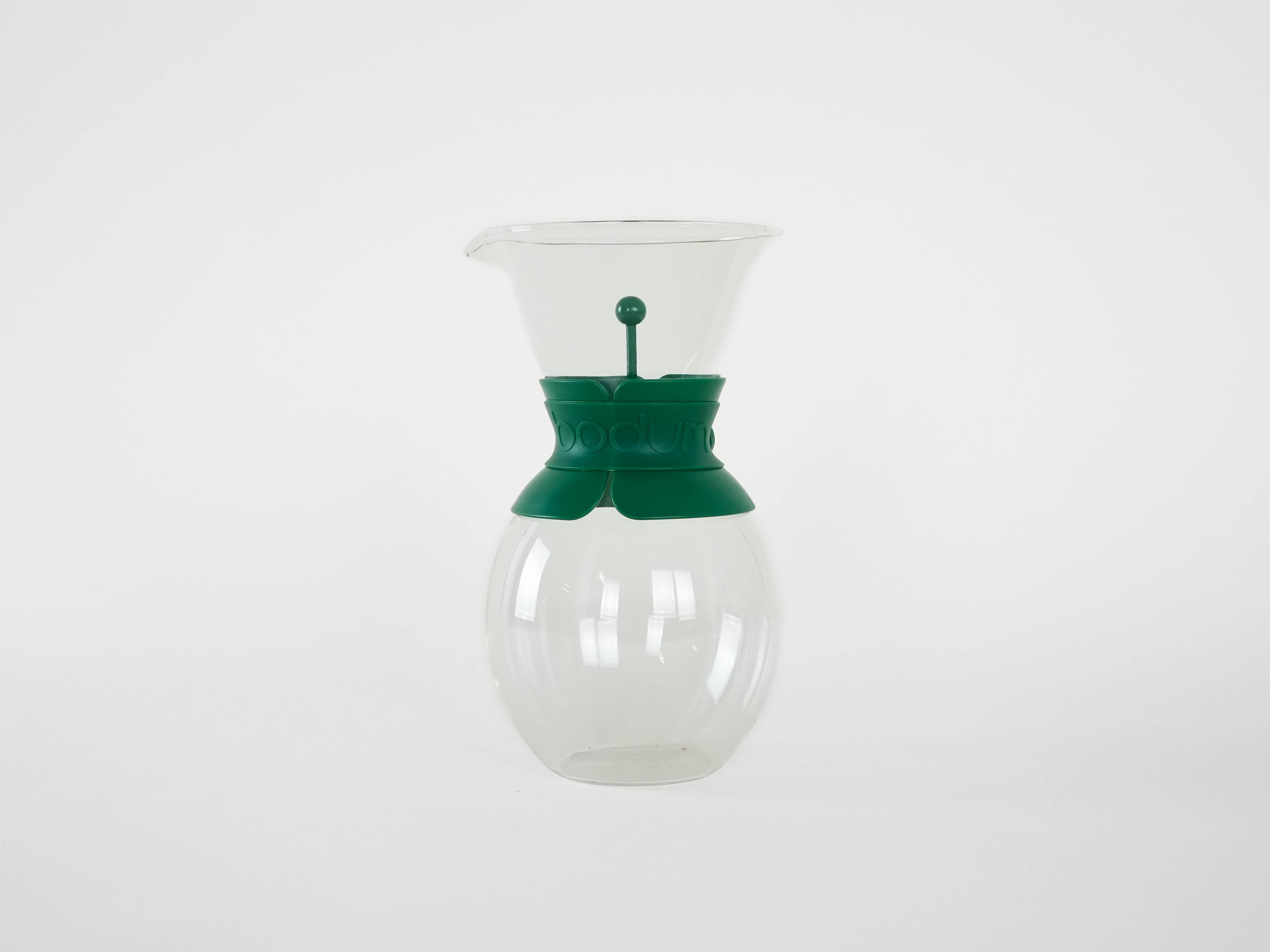 Kaffeekanne Glas Transparent Grün 1980er Jahre