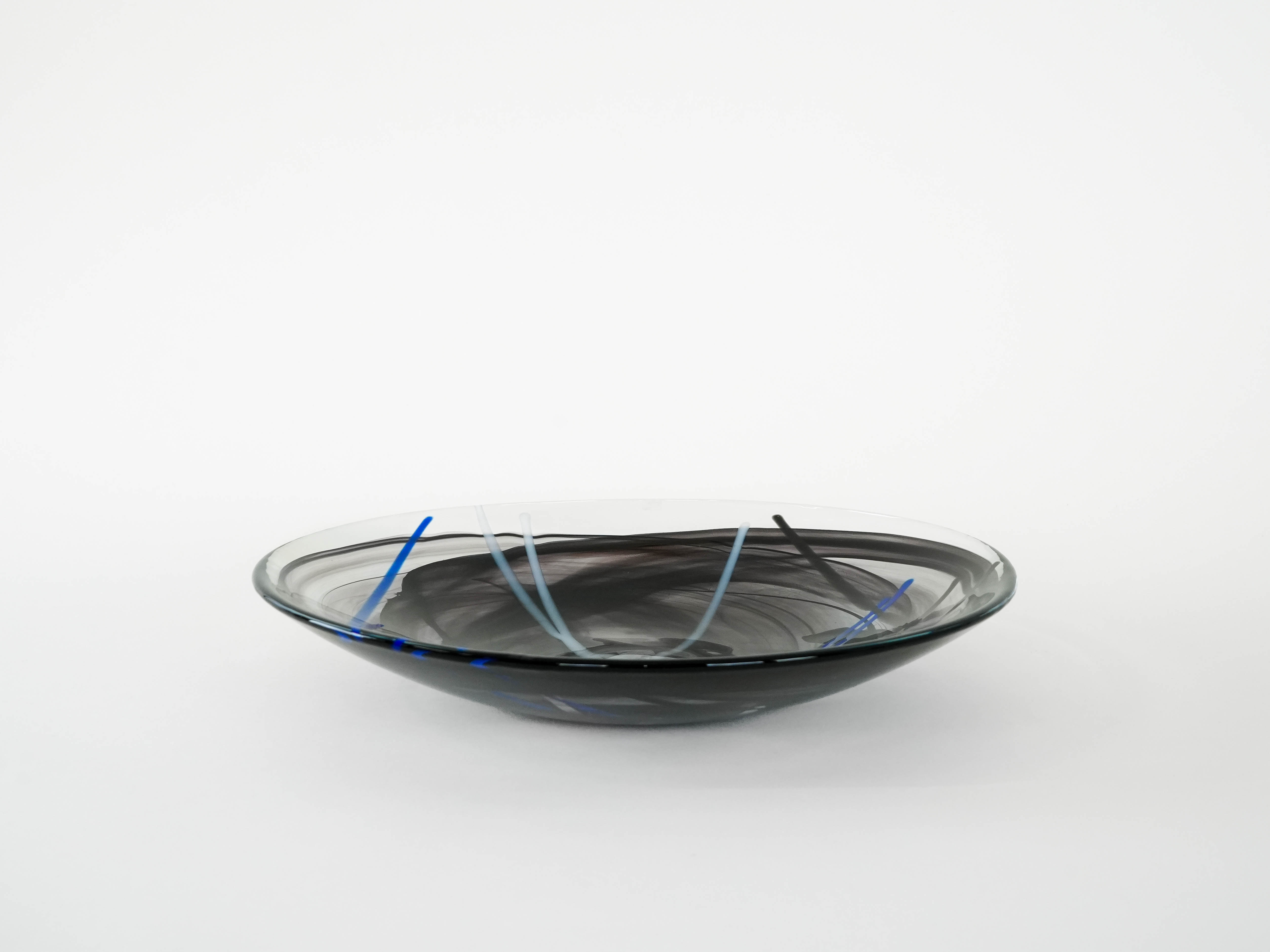 Contrast glass bowl Blue 1980s