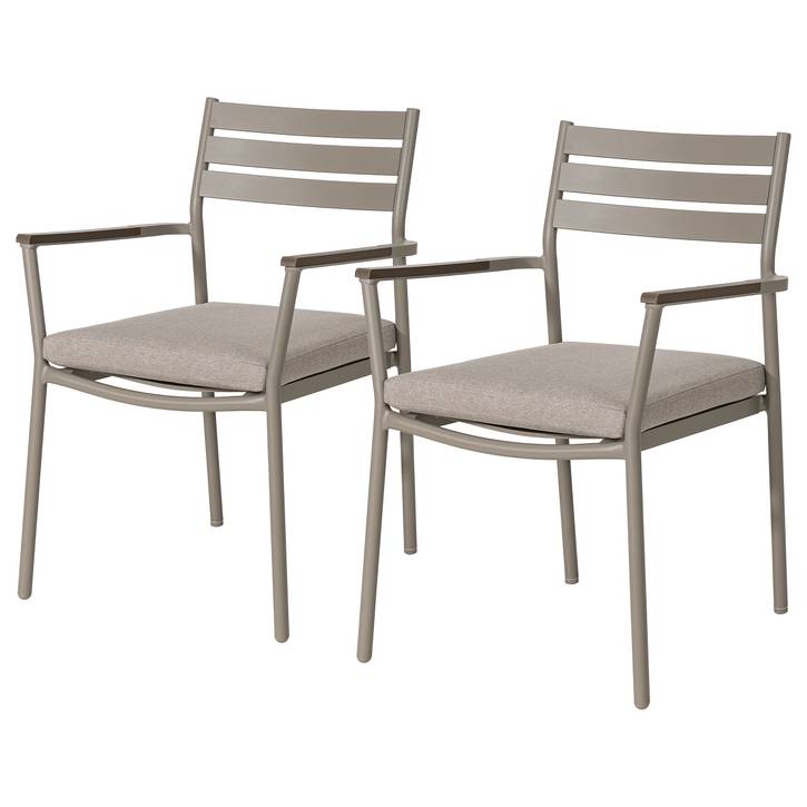 Gartenstuhl Evins 2er Set Aluminium Grau