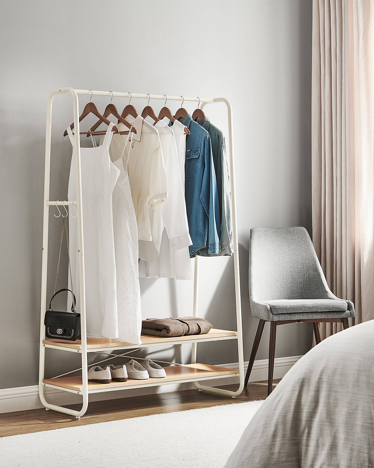 Coat rack Websterville metal oak decor white