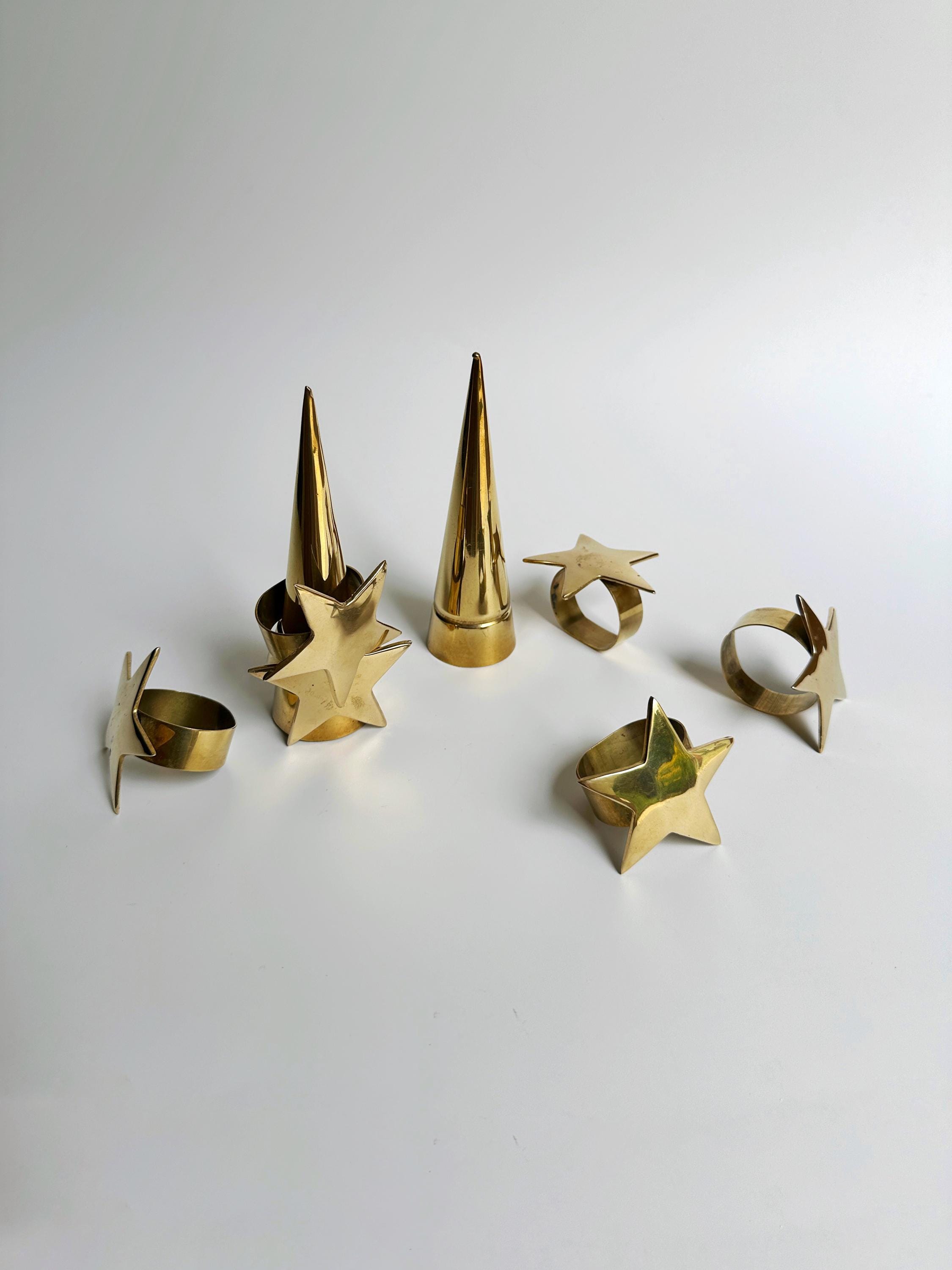 Vintage napkin rings with stands Brass 1980s
