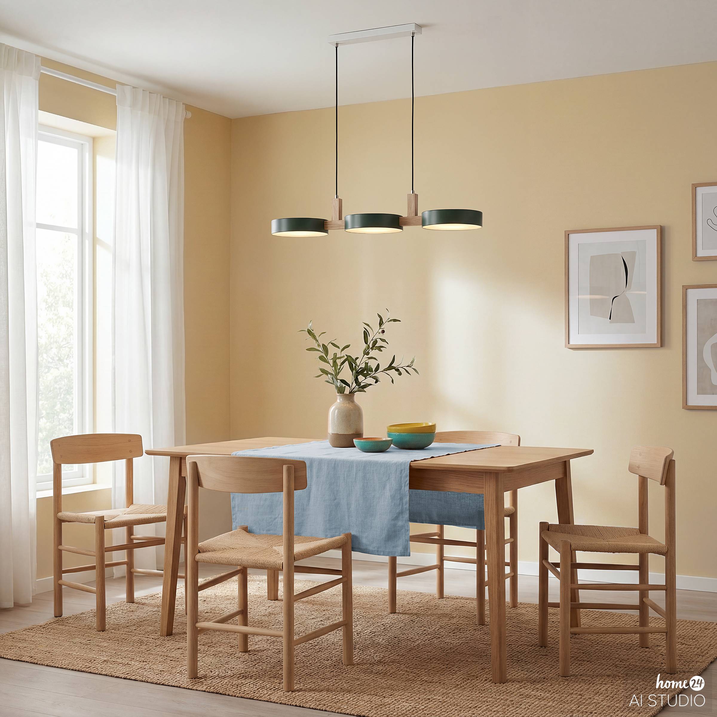 Pendant light CLYRO 3-light Solid Pine Iron