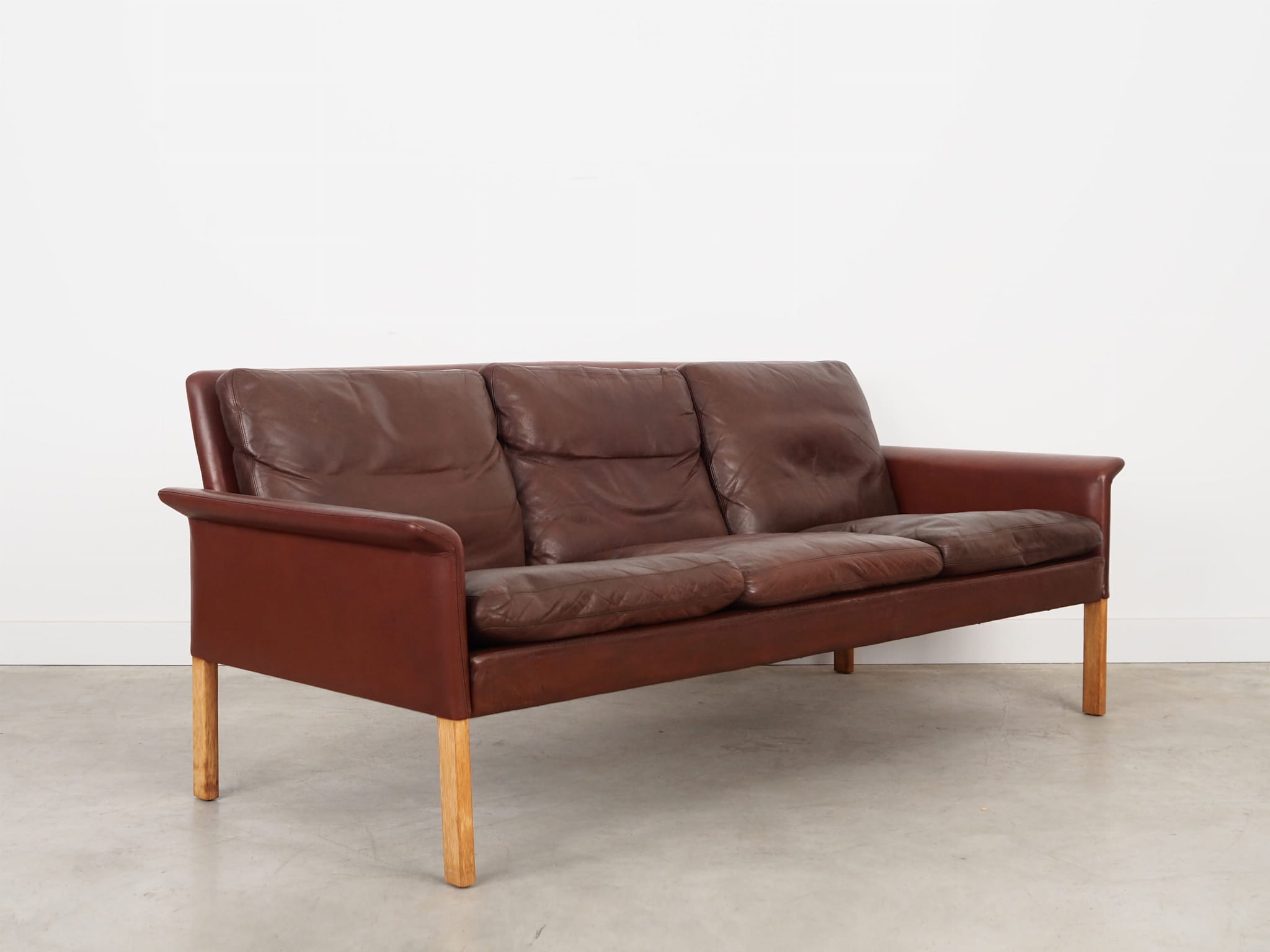 Sofa Leder Braun 1960er Jahre