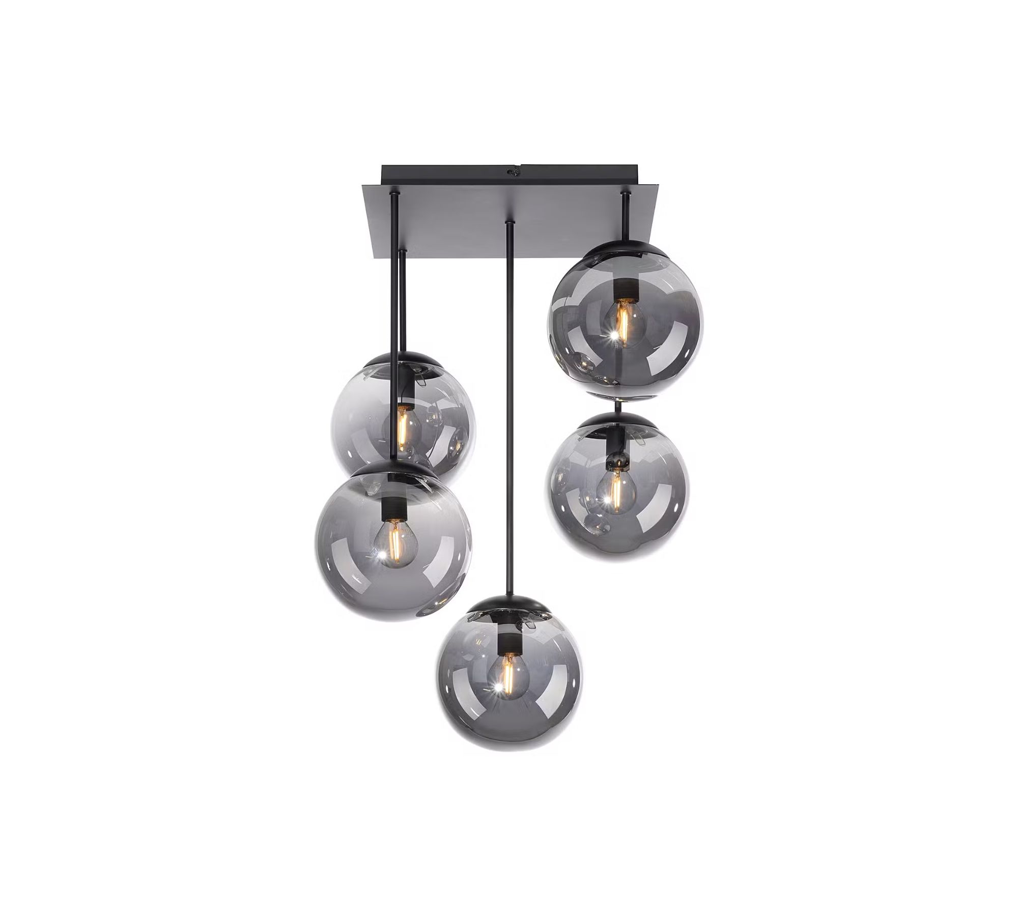 Ceiling light 5-flame glass black