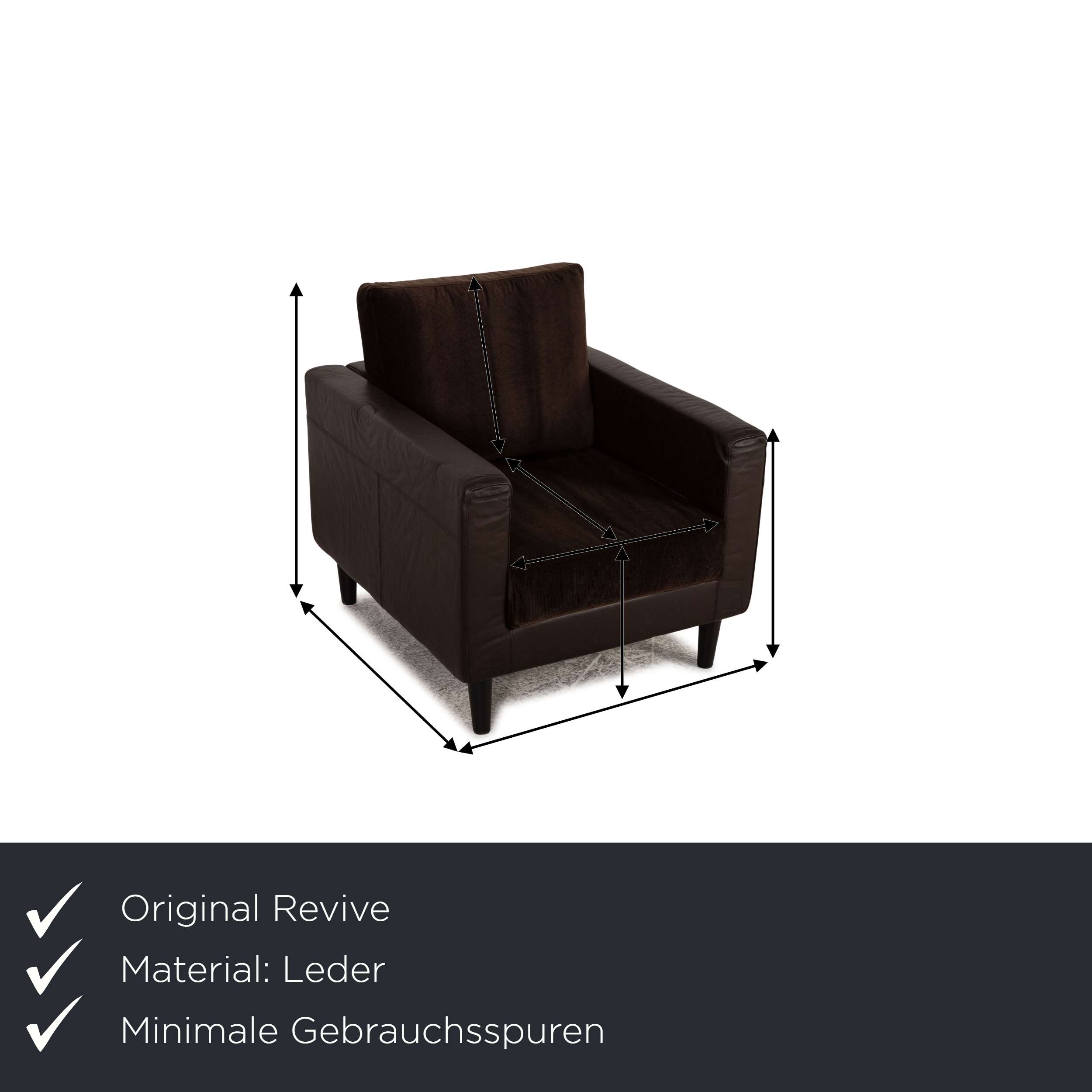 Sessel Leder Stoff Teilneubezug Braun