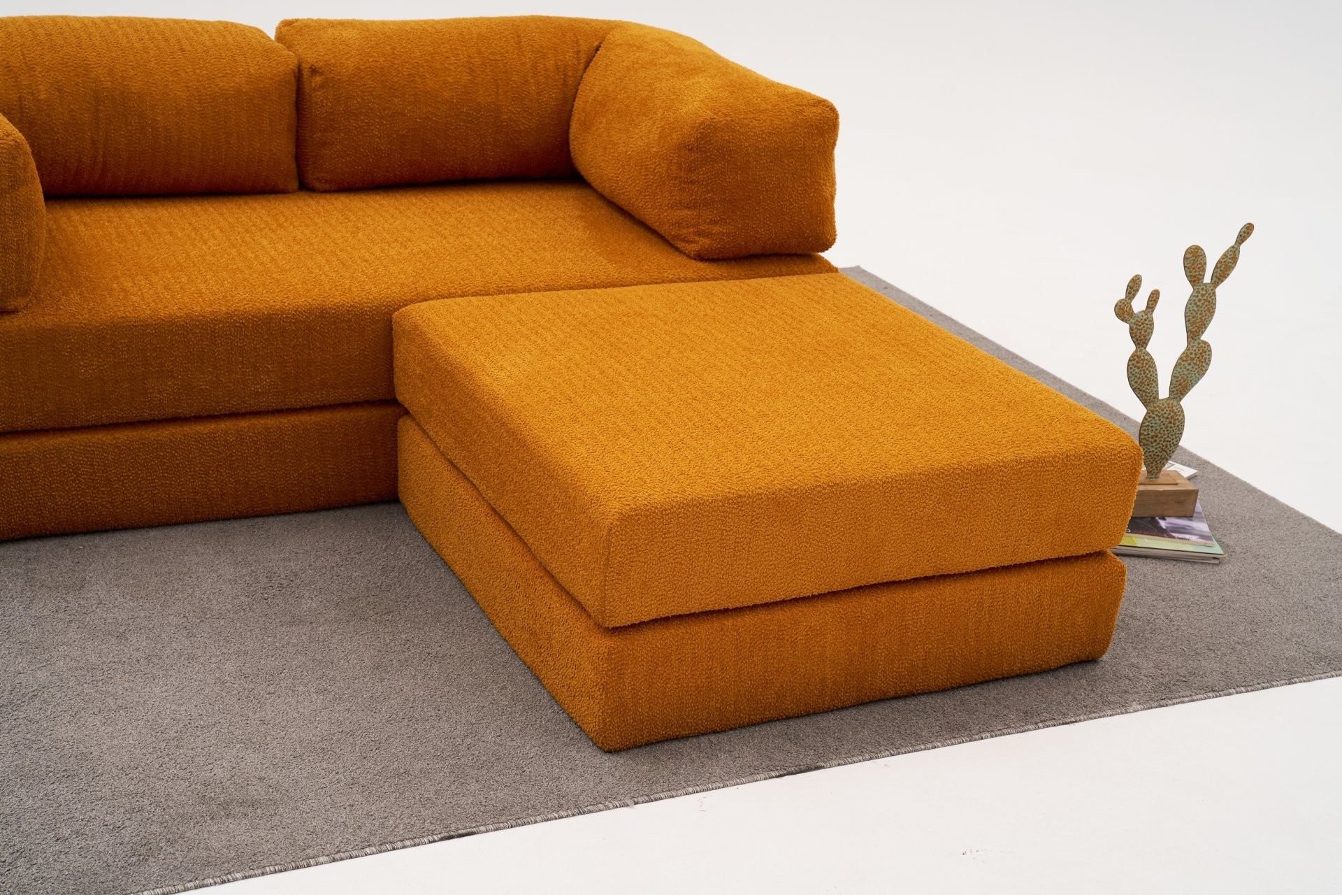 Comfort Schlafsofa 2-Sitzer mit Hocker Orange