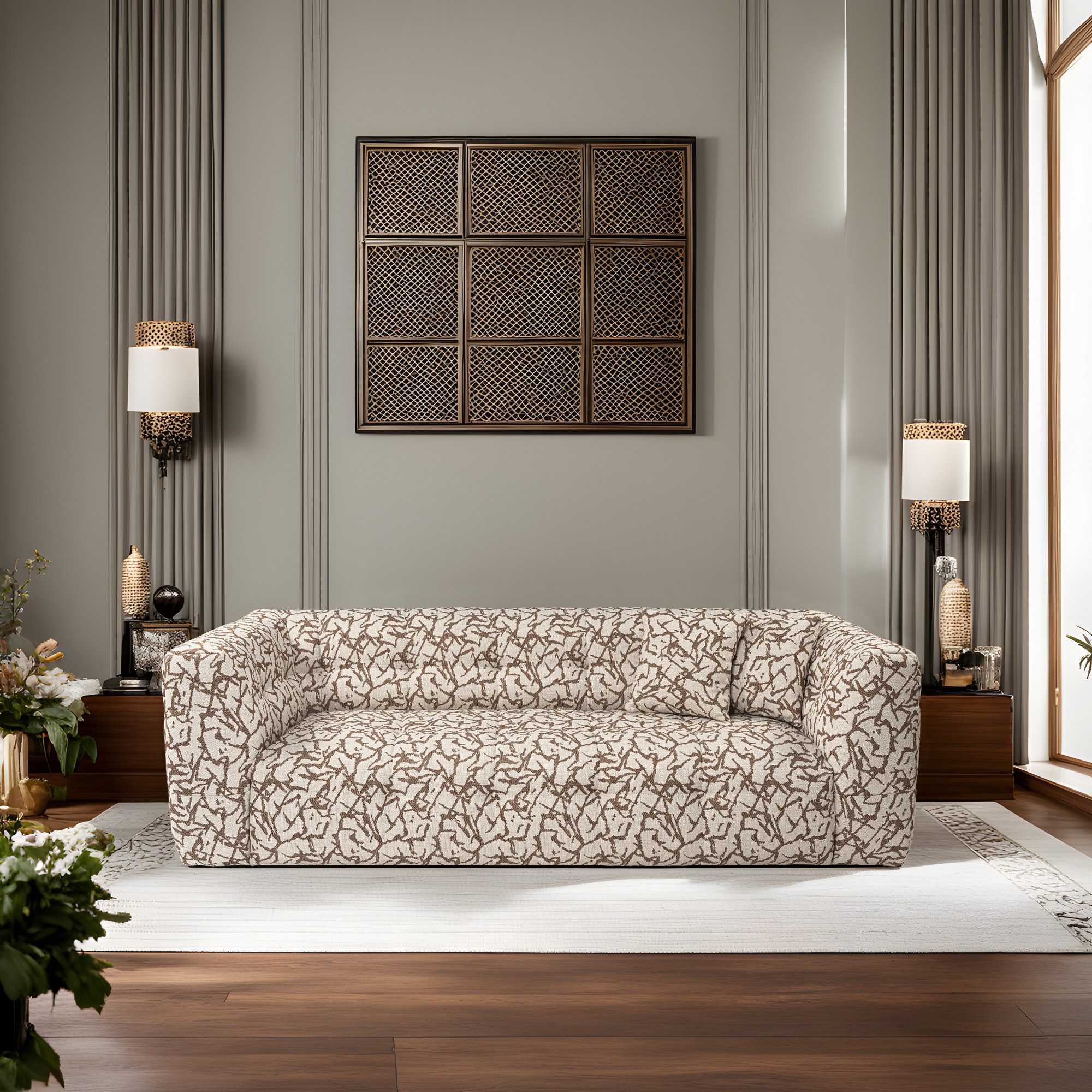 Cady Sofa 3-seater Beige Patterned