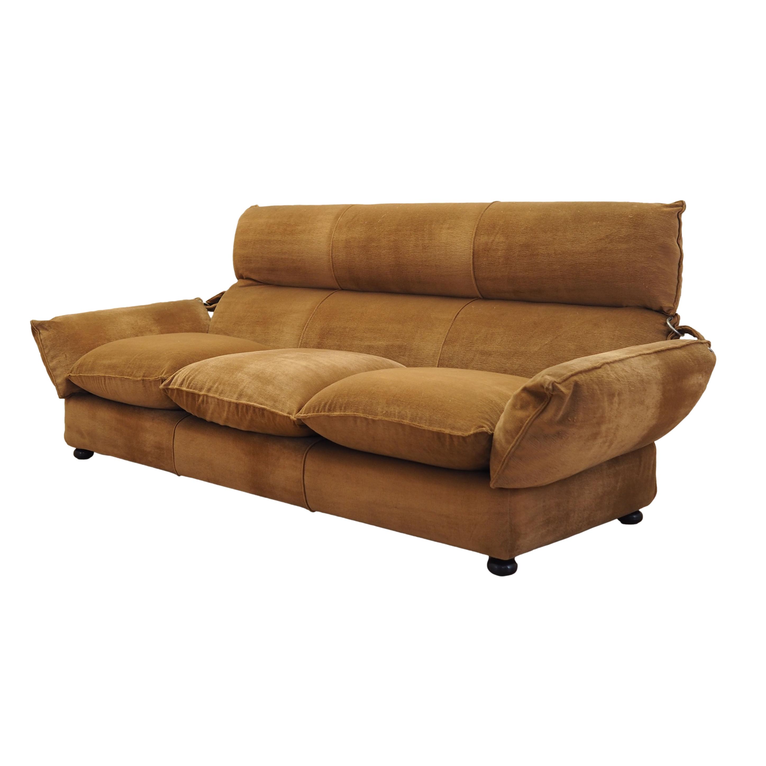 Sofa Velours Braun 1970er Jahre