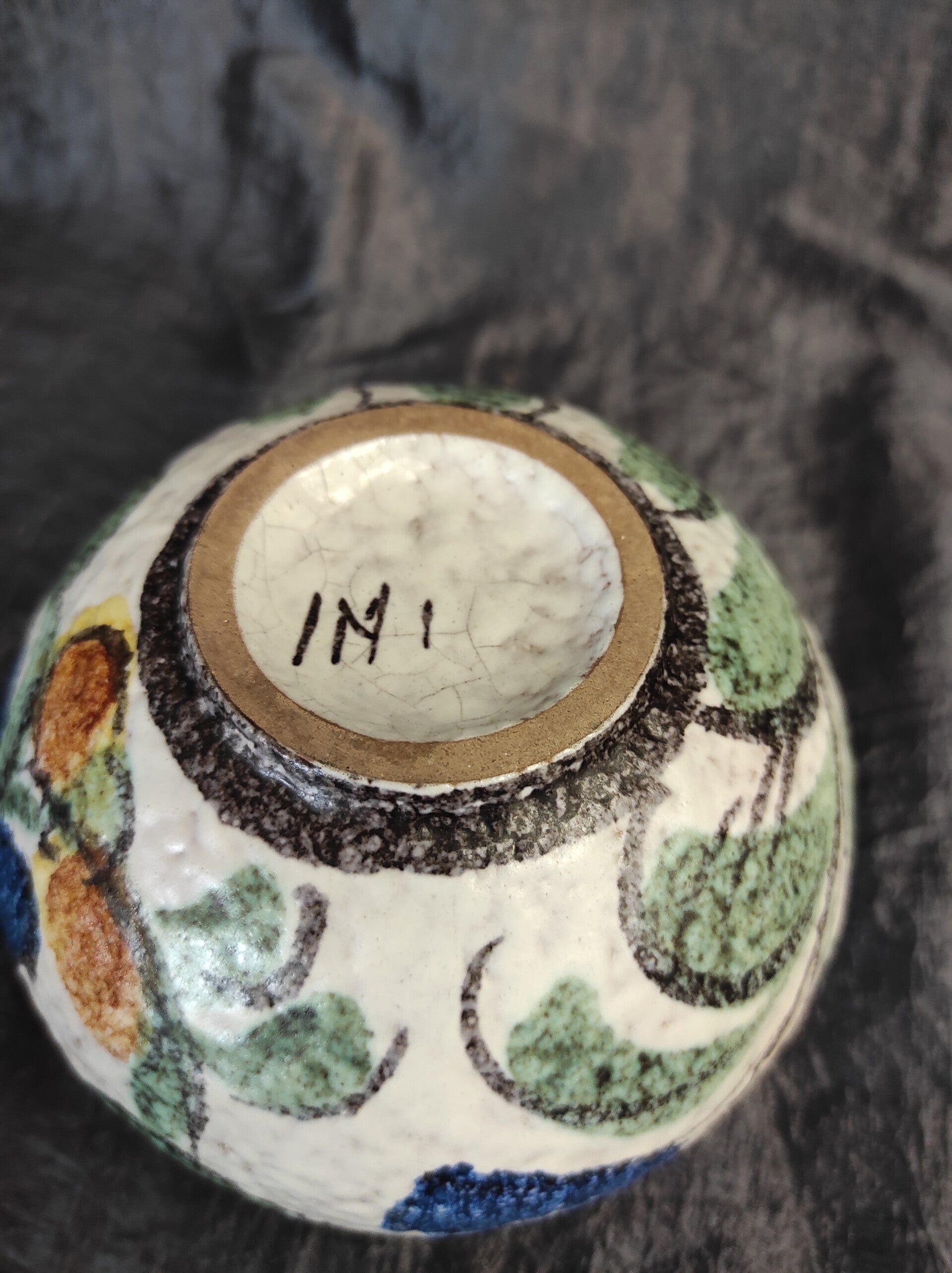 Vintage Keramikvase Weiß Bunt