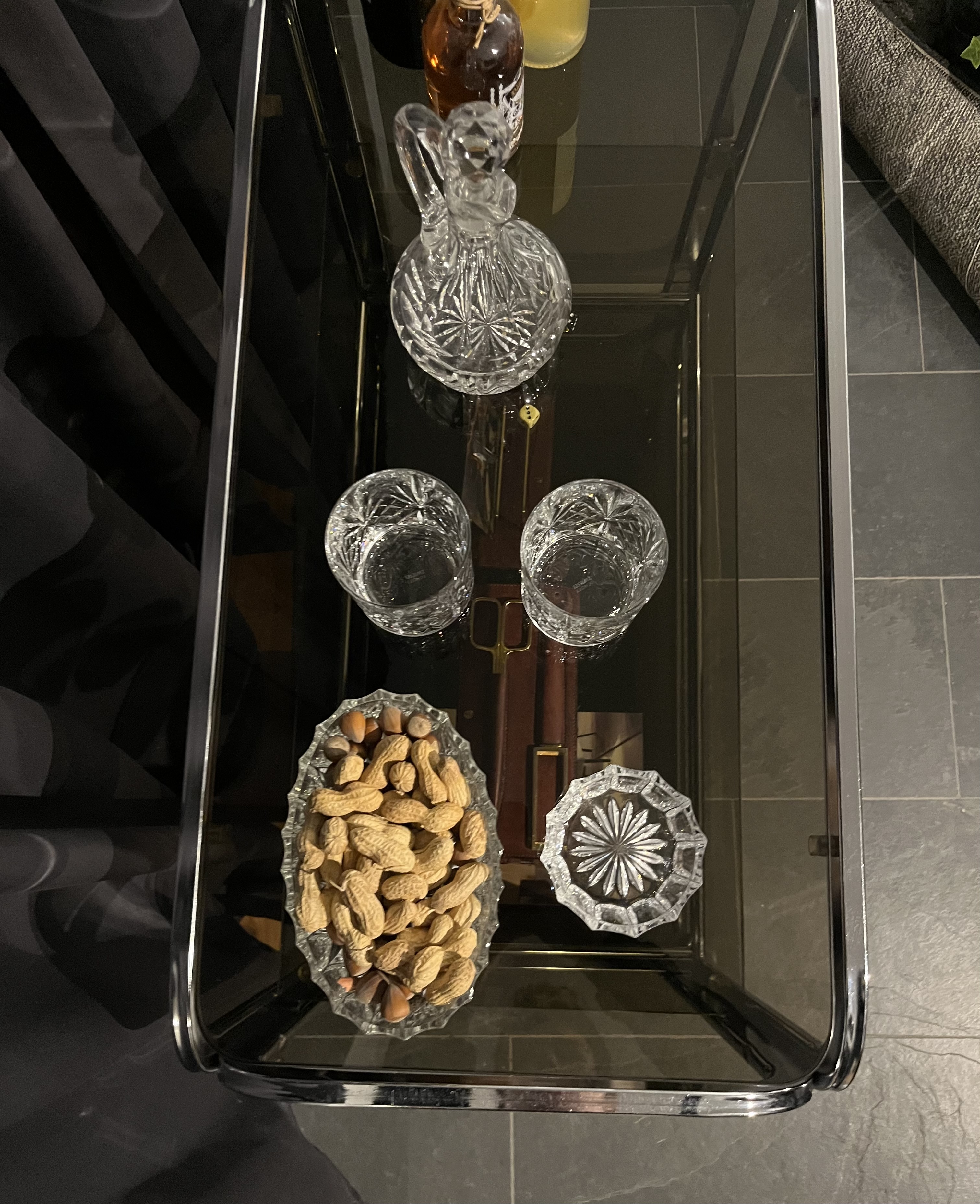 Barwagen Chrom Glas Schwarz