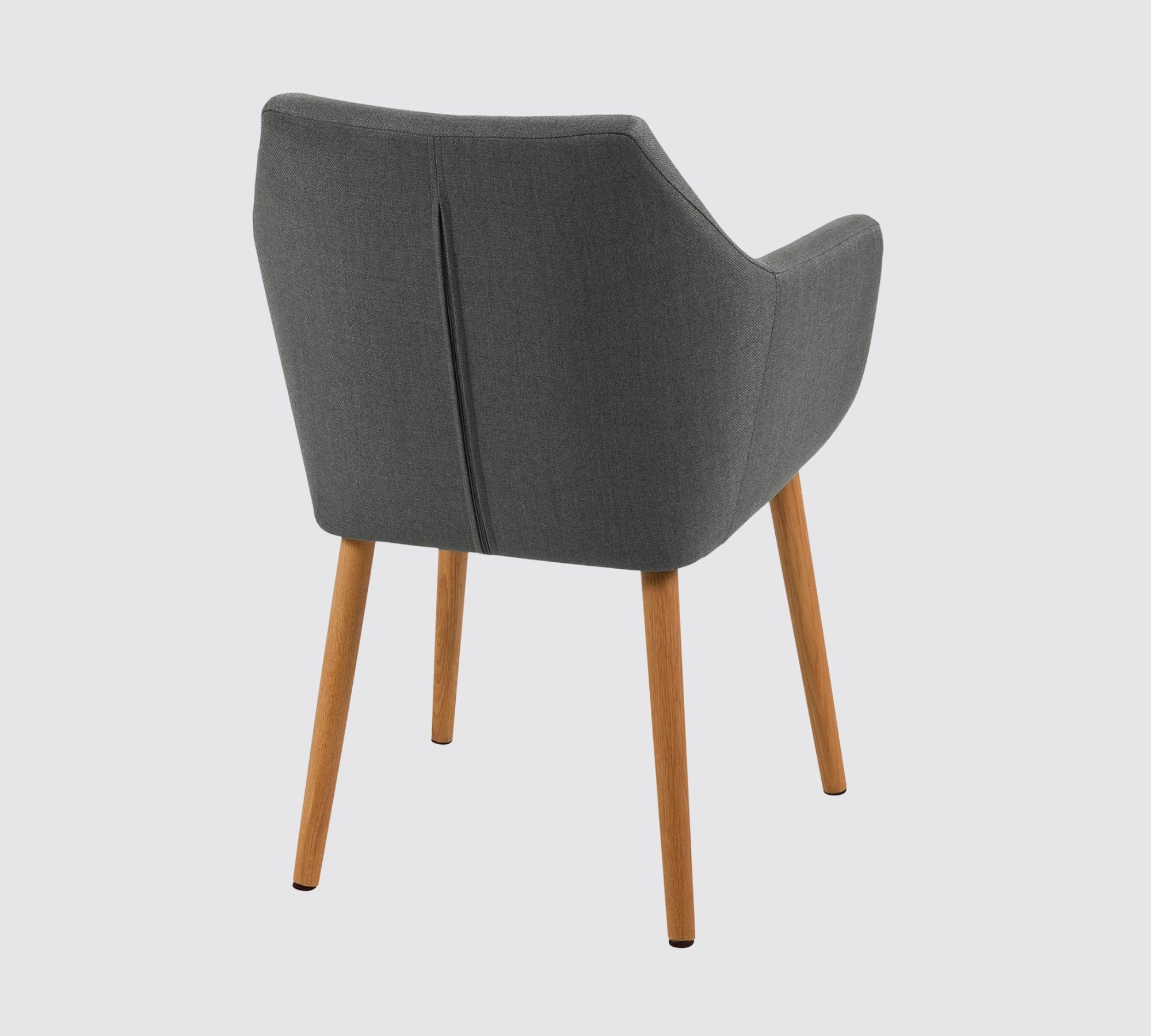 Armchair Oak Solid Wood from Upholstery Fabric Grey