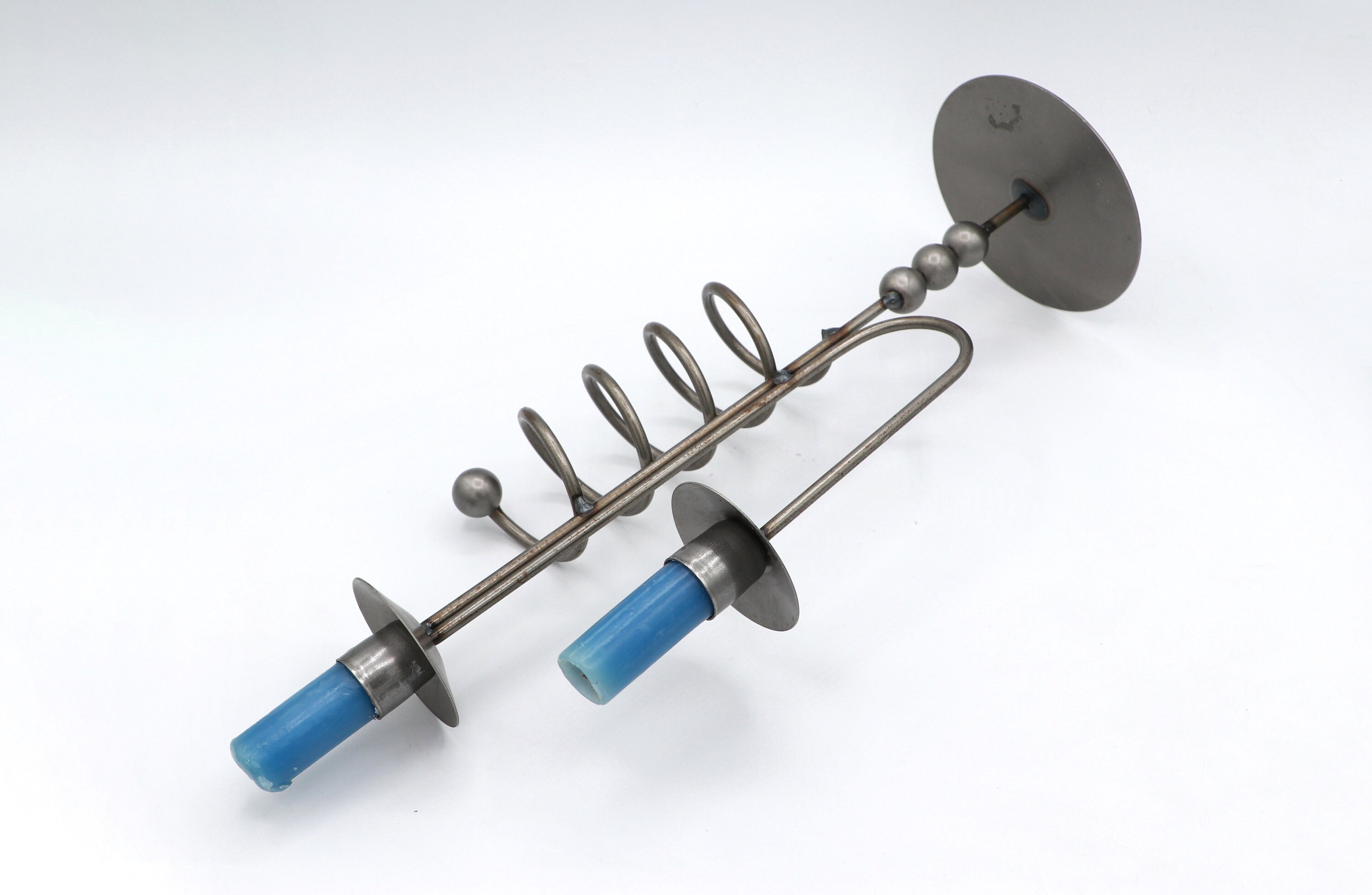 Vintage Postmodern Candle Holder Metal 1980s