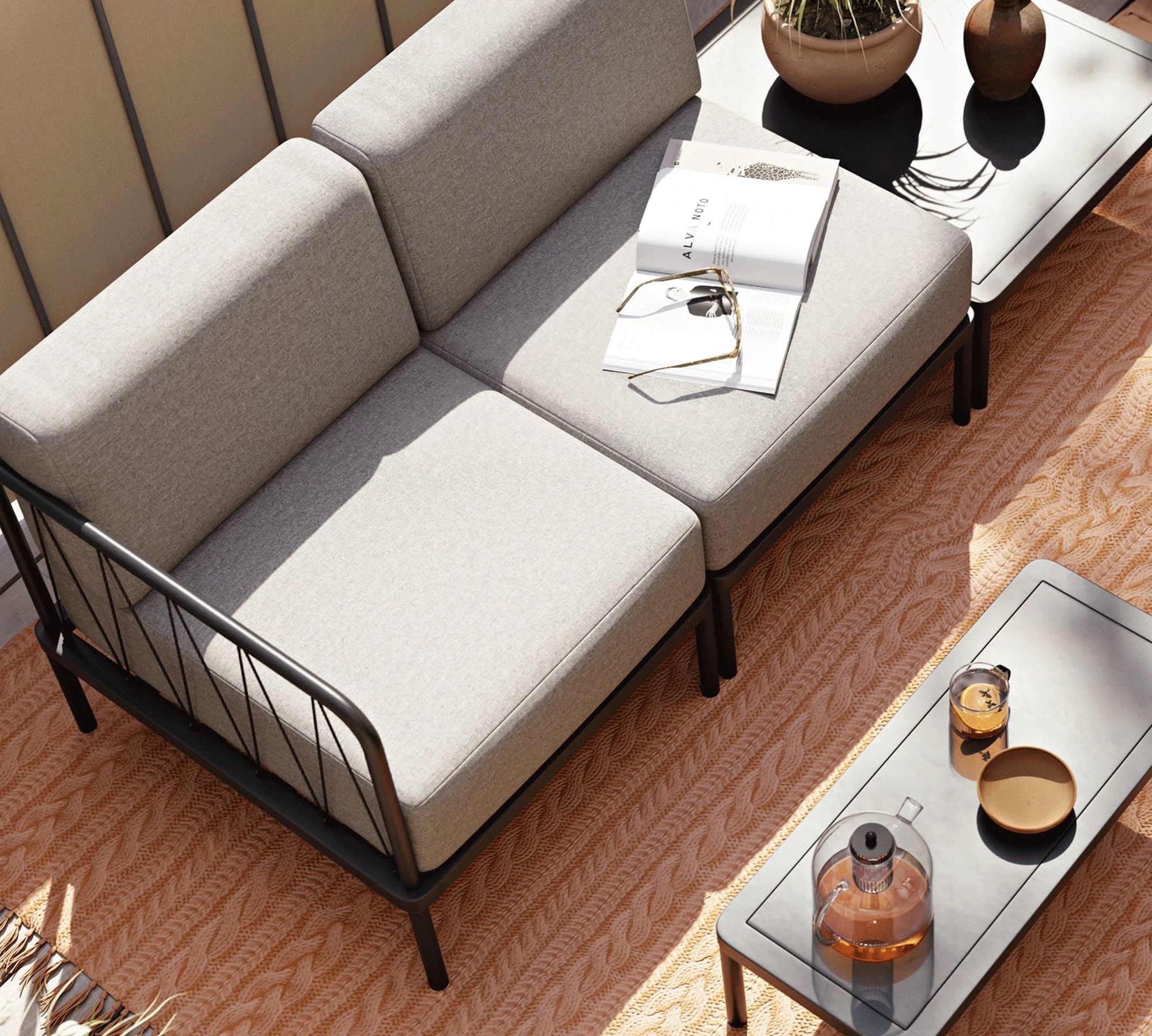 Hadley Outdoor Coffee Table Anthracite Grey Steel 60 x 70 cm