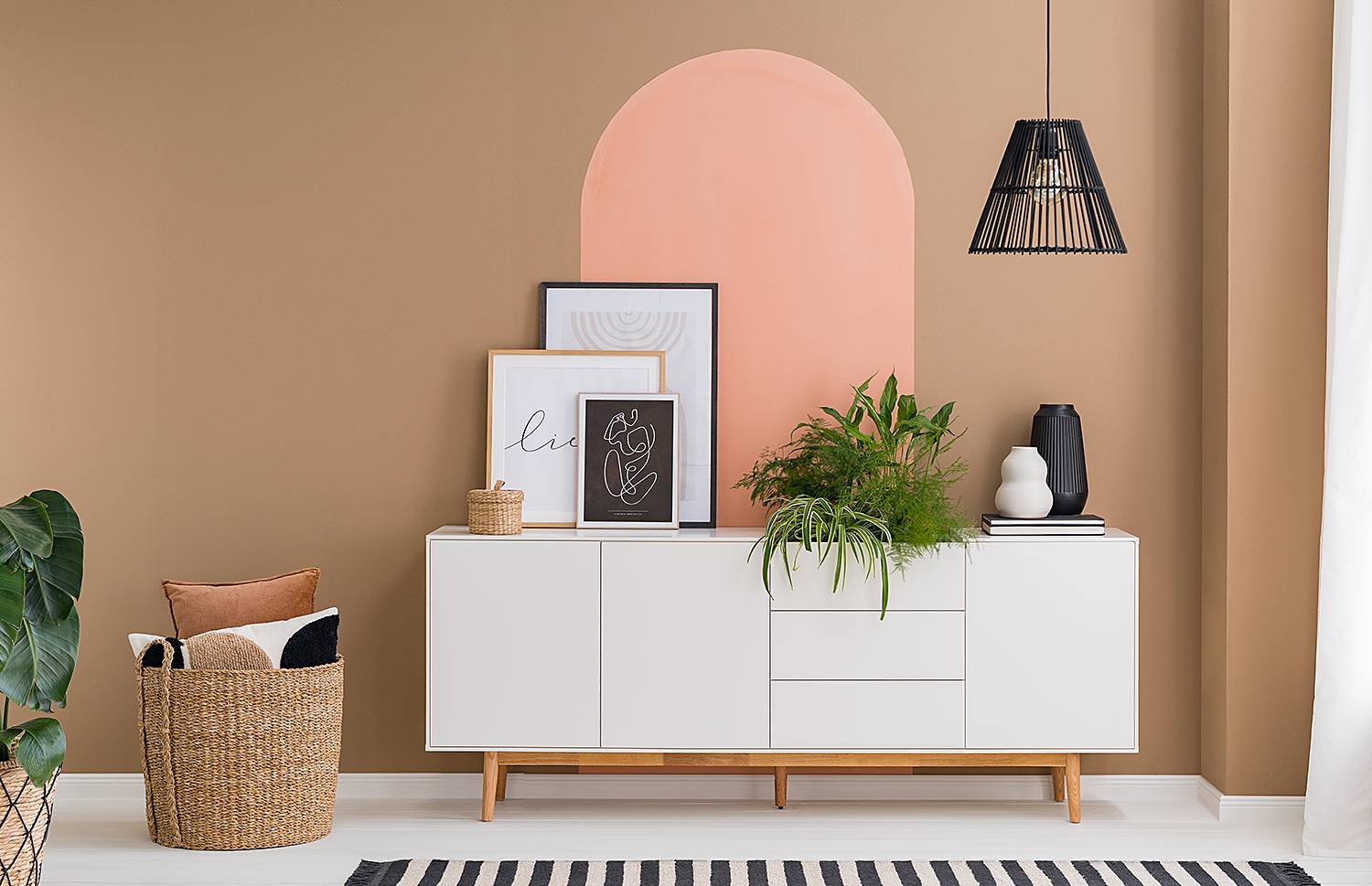 Pendelleuchte Apulien I Rattan / Eisen 1-flammig