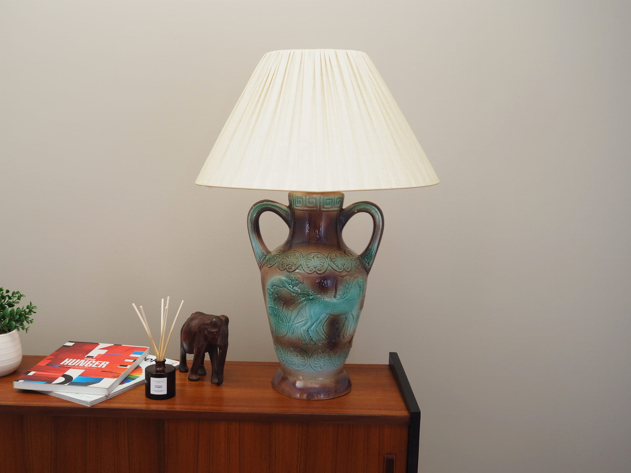 Vintage ceramic lamp, multicolored, 1970s