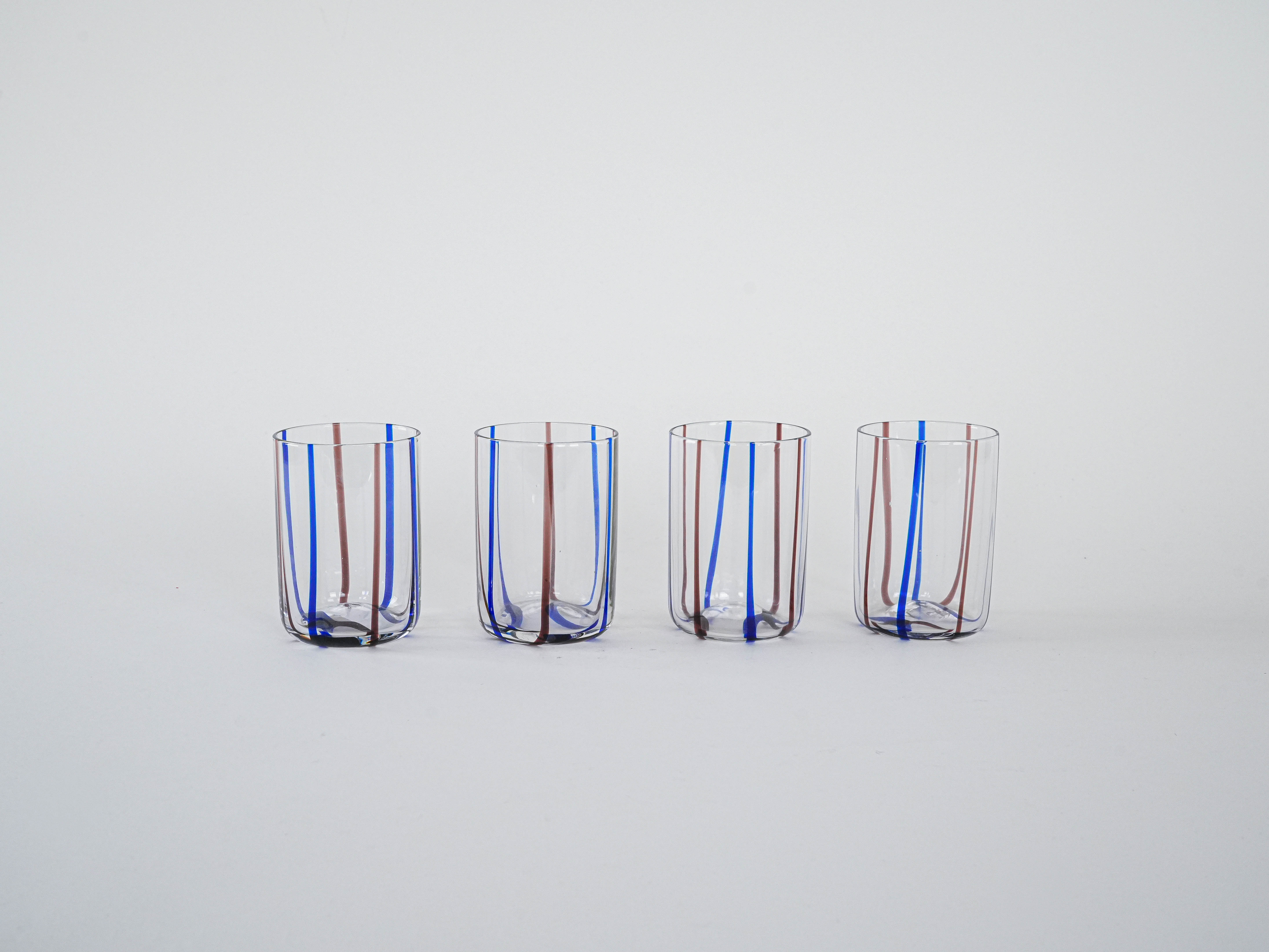 Glasses Set of 4 Multicolored 1970s