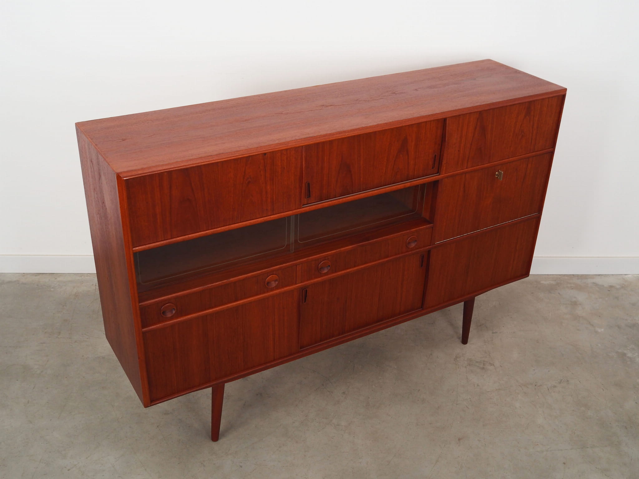 Vintage Highboard Teakholz Braun 1970er Jahre