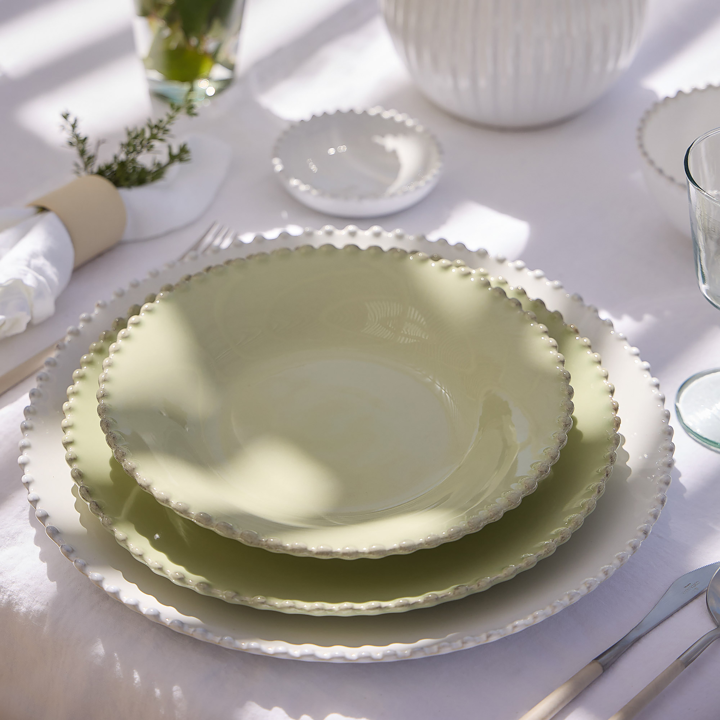 Soup Plate Pearl Set of 6 Ceramic Pistachio Green