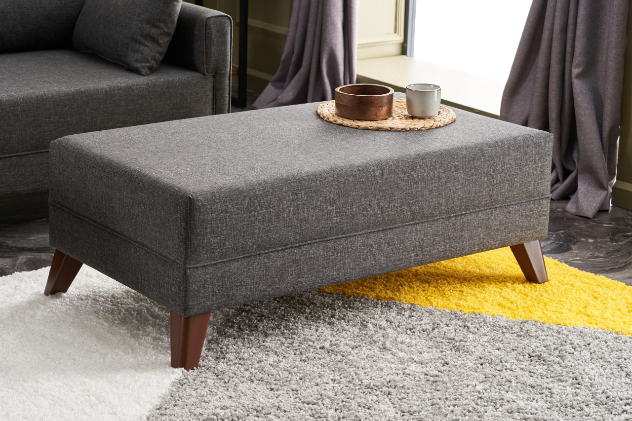 Bella Sofa Récamiere Links mit Hocker Anthrazit