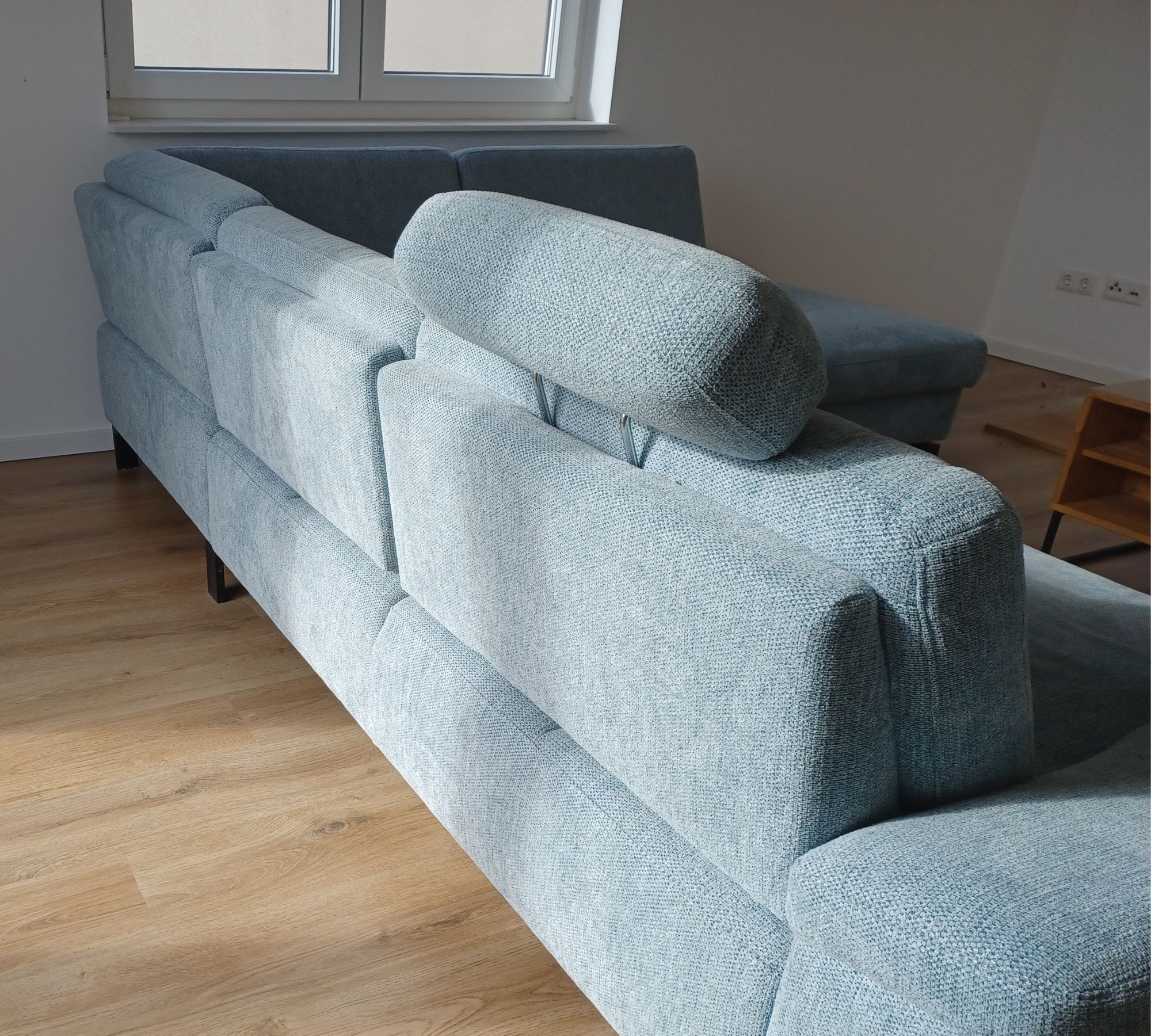 Sofa Récamiere Rechts Textil Metall Blau