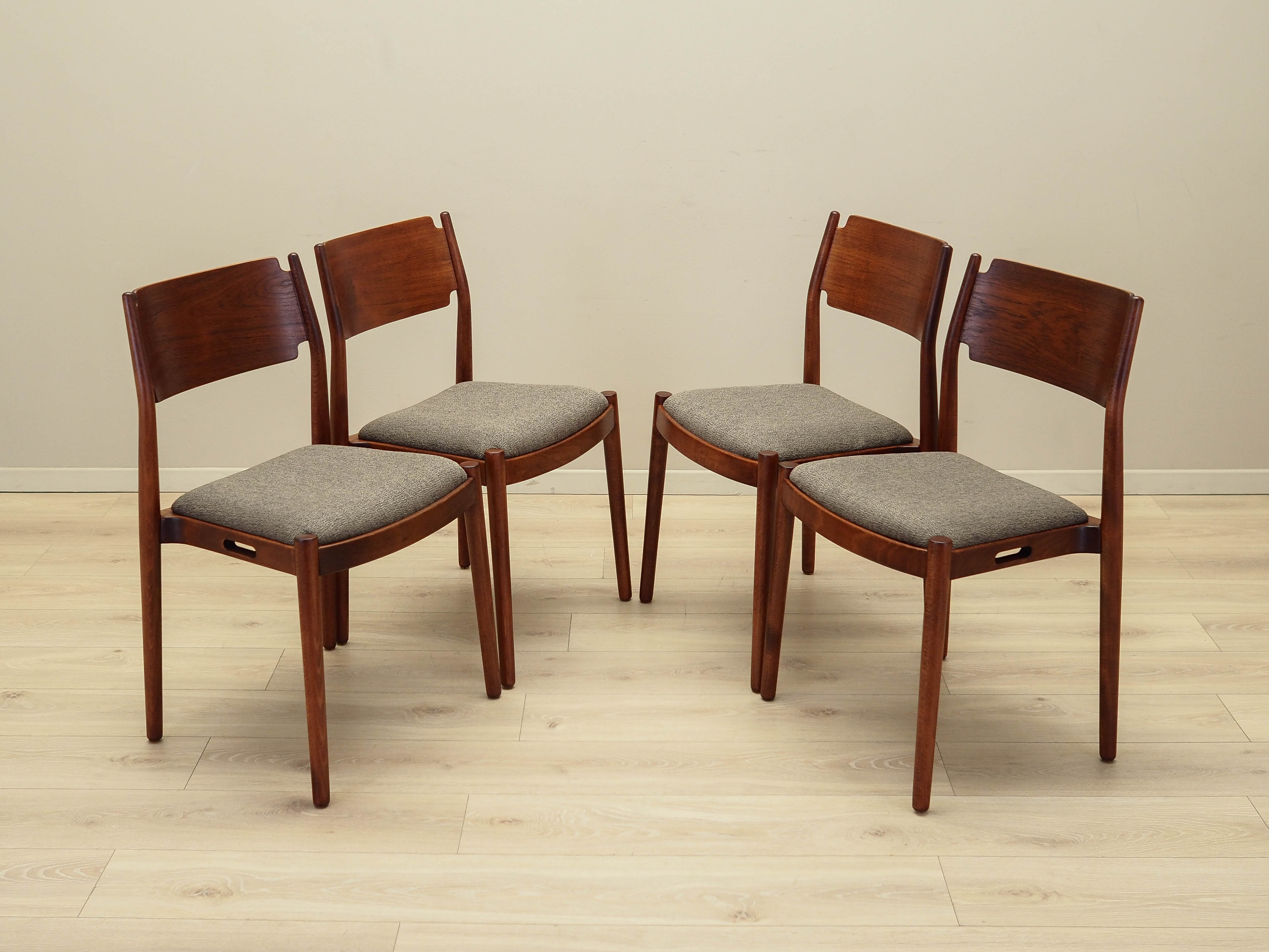 4x Chair-Set Wood Brown 1970s