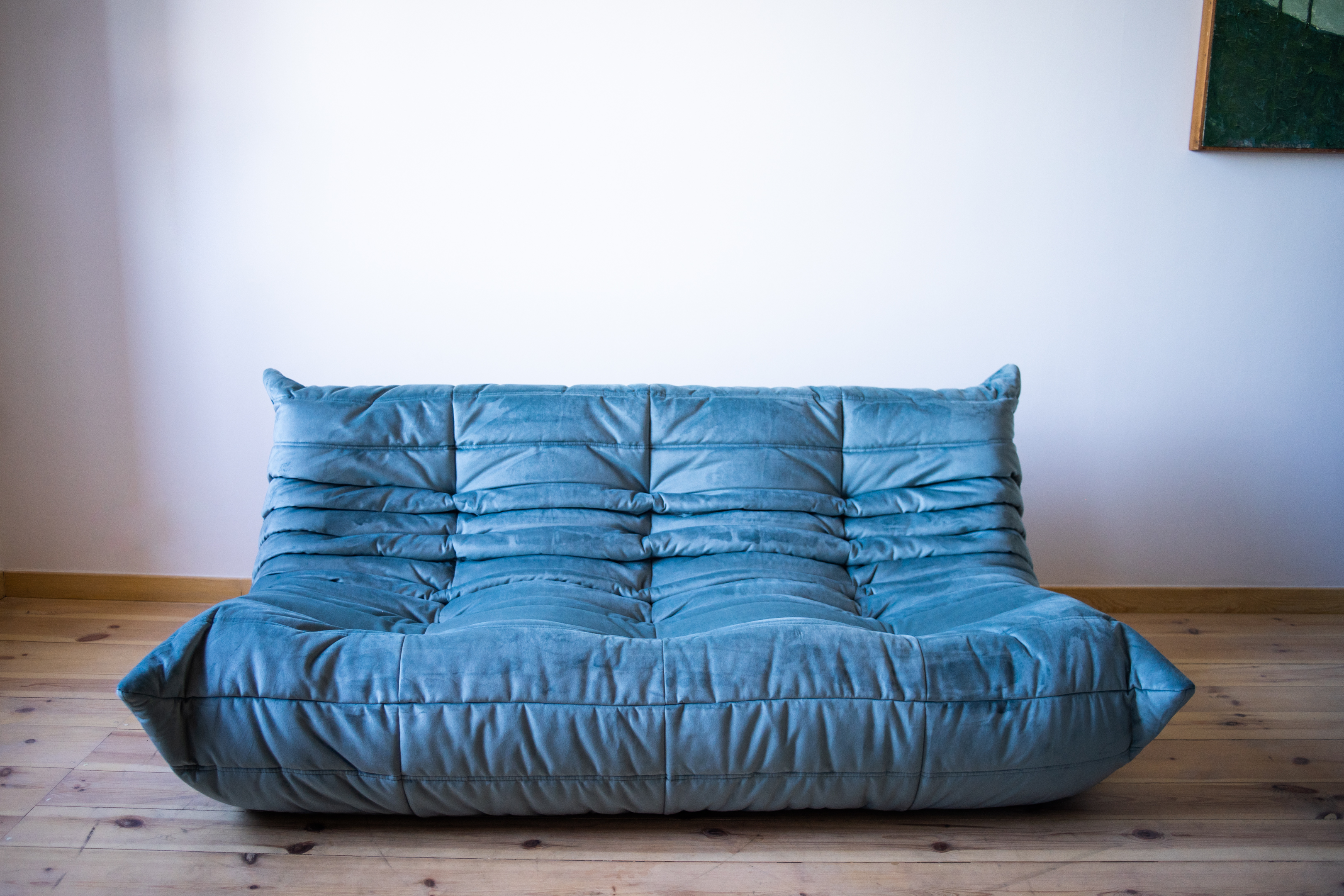 Togo Sofa 3-Sitzer Samt Azurblau