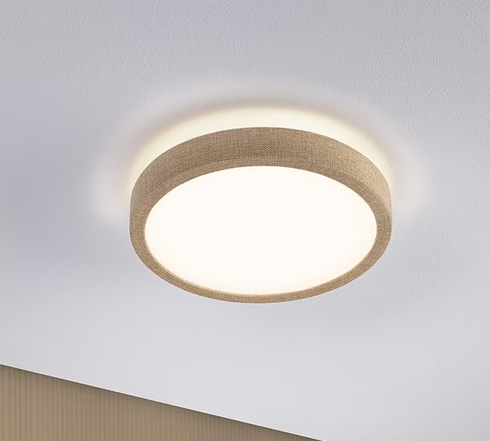 LED-Deckenleuchte Kunststoff Textil Beige