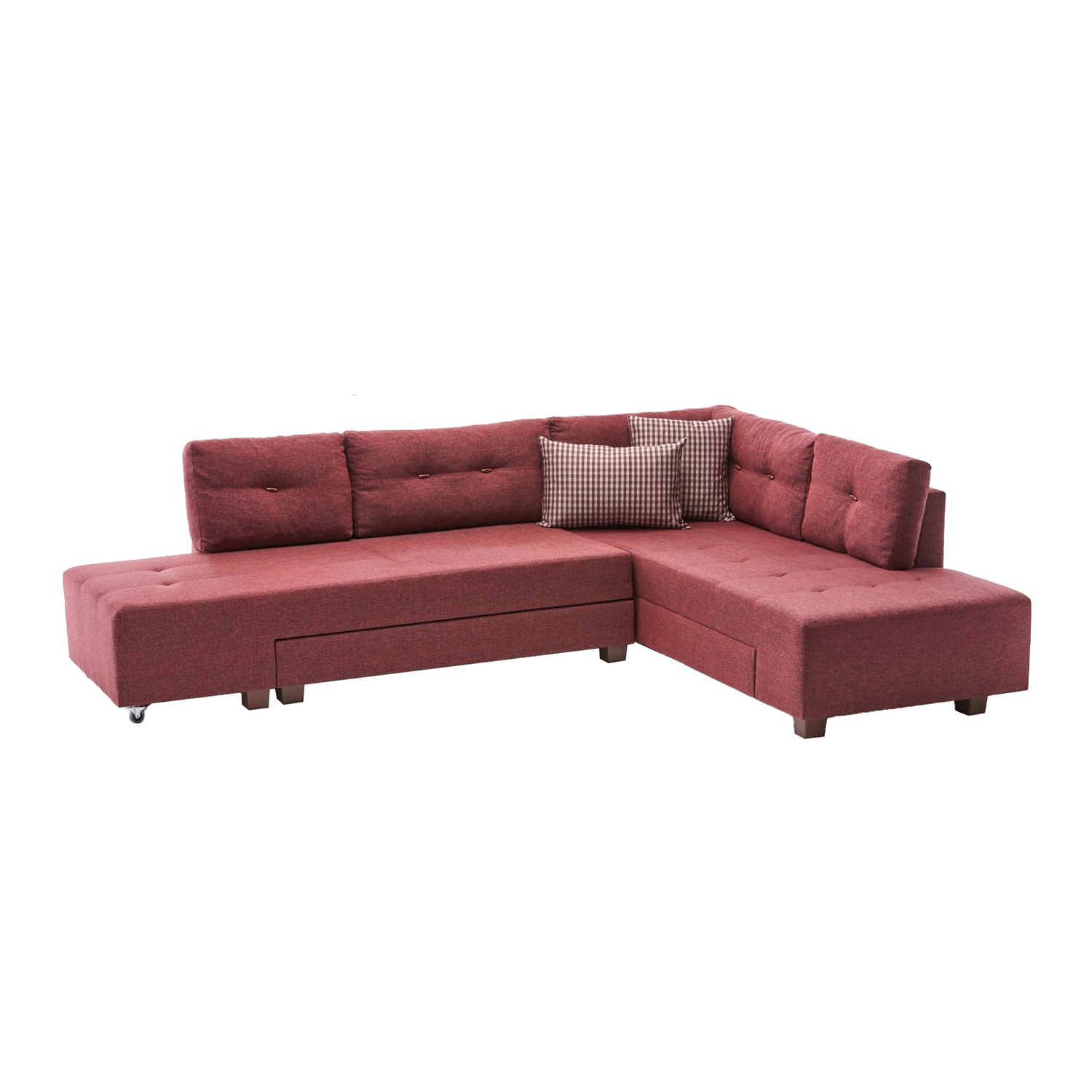 Manama Corner Sofa Bed Right - Claret Red