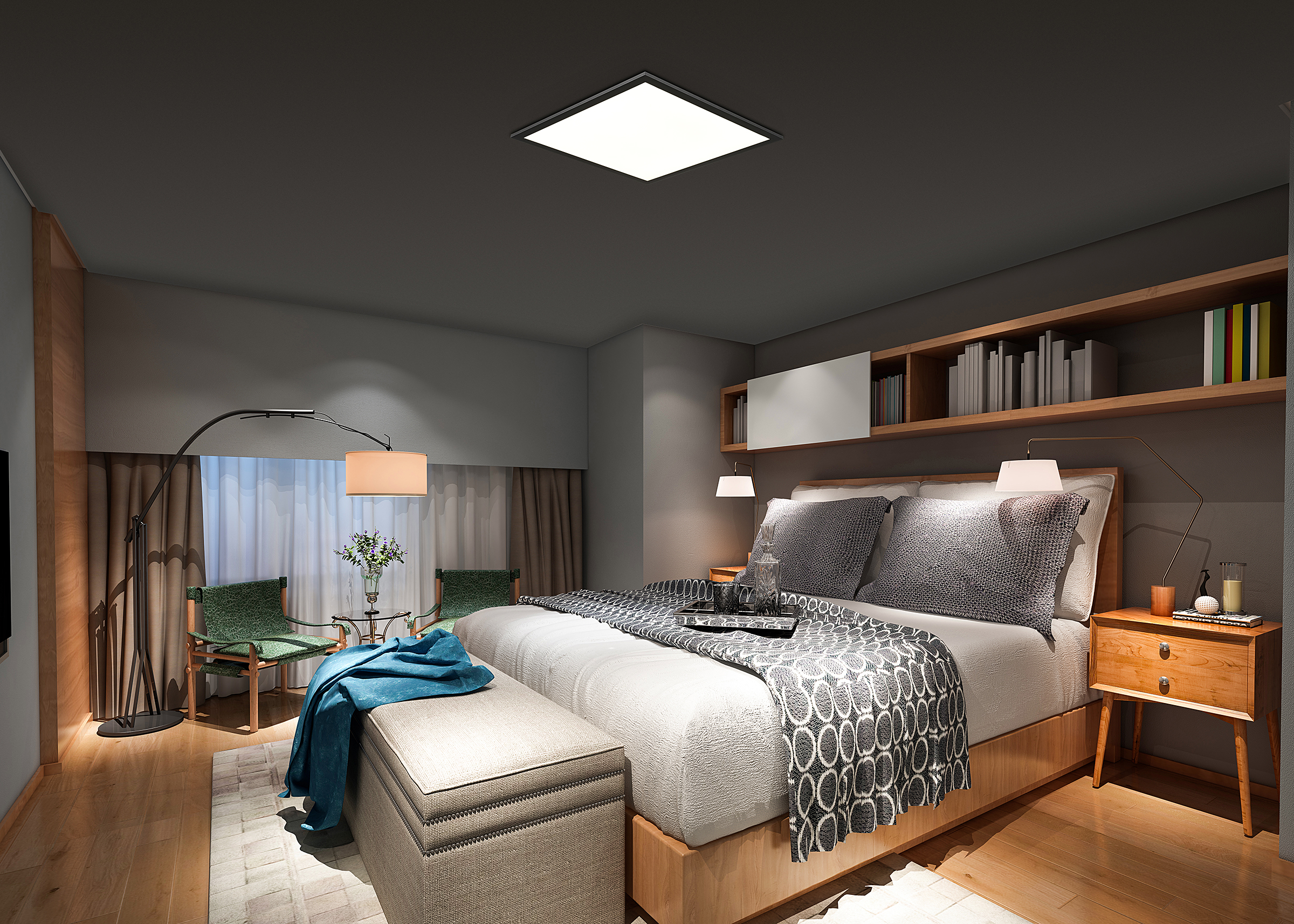 LED Deckenleuchte Flight Aluminium Schwarz 45x45cm