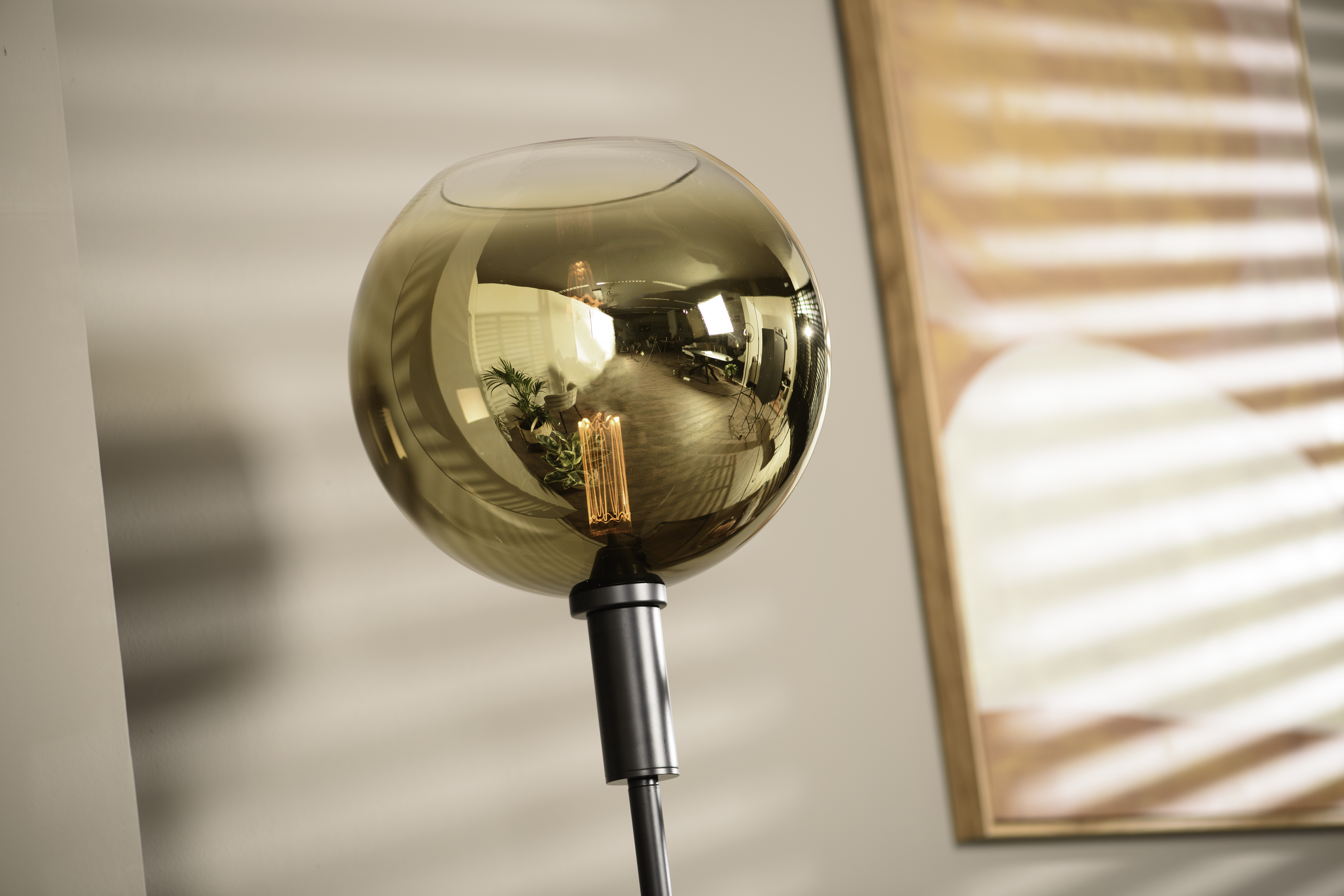 Stehlampe Metall Gold