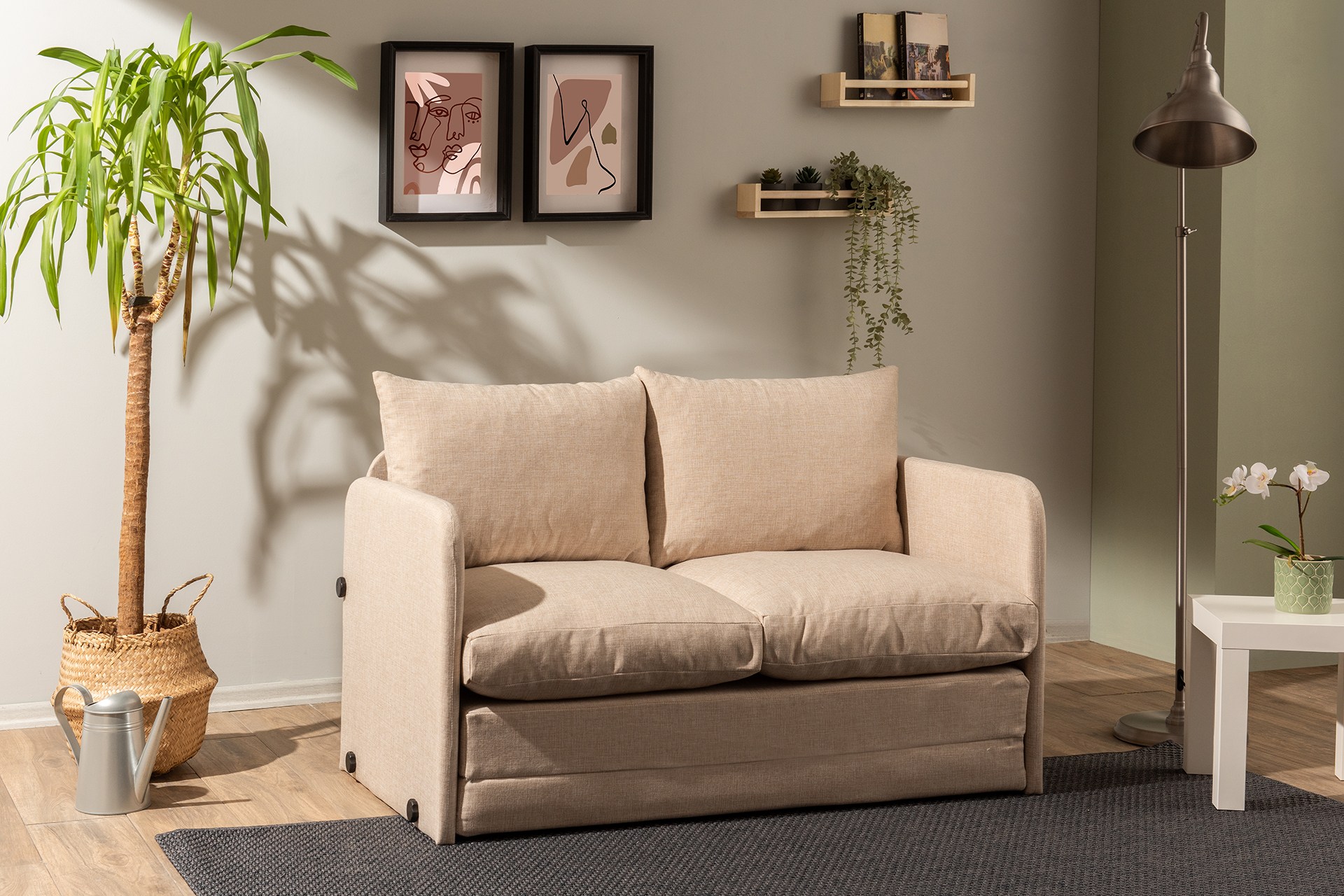 Saga Sofa Bed 2-seater Beige