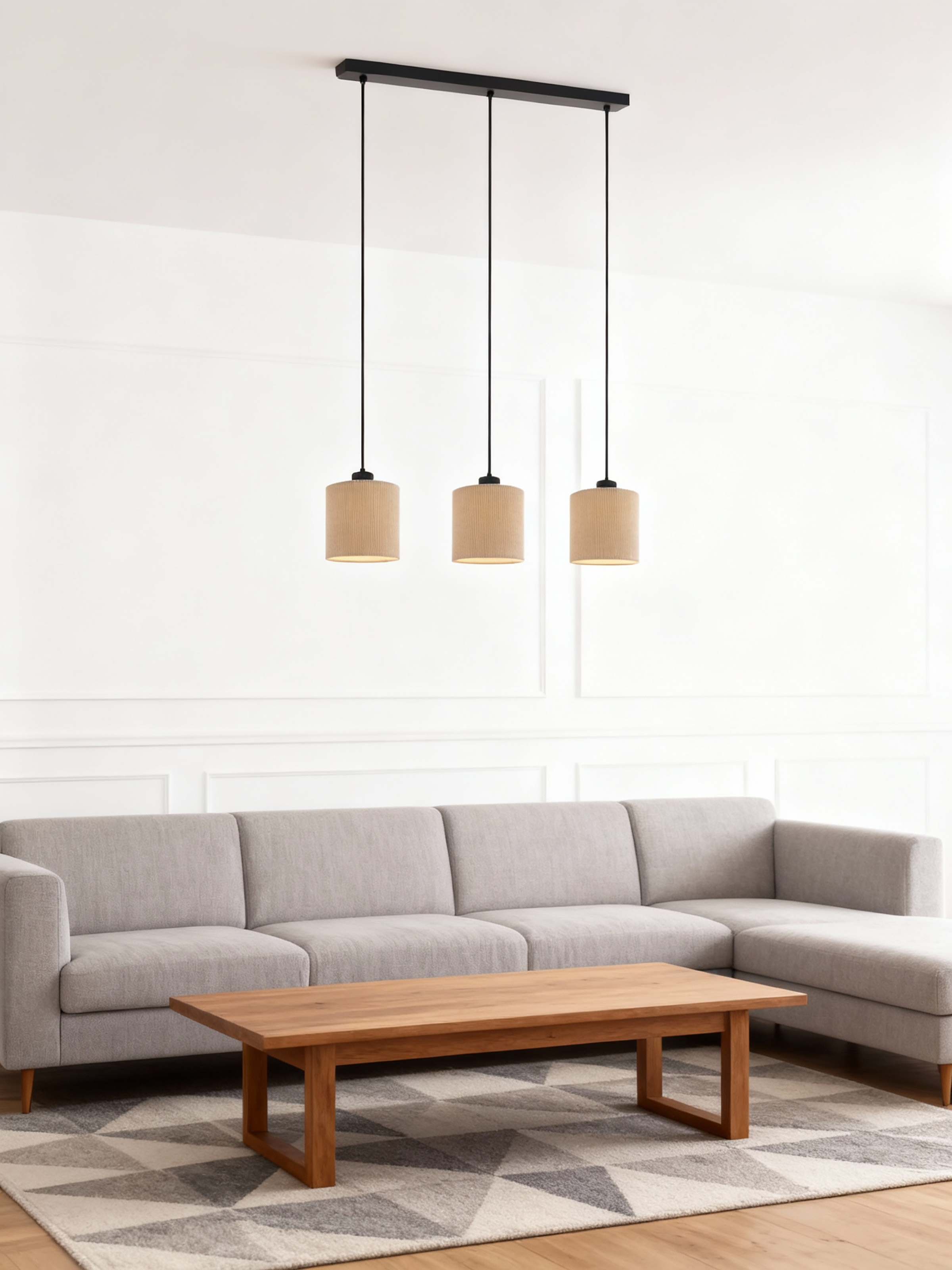 Coning Pendelleuchte 3-flammig Samt Hellbraun 