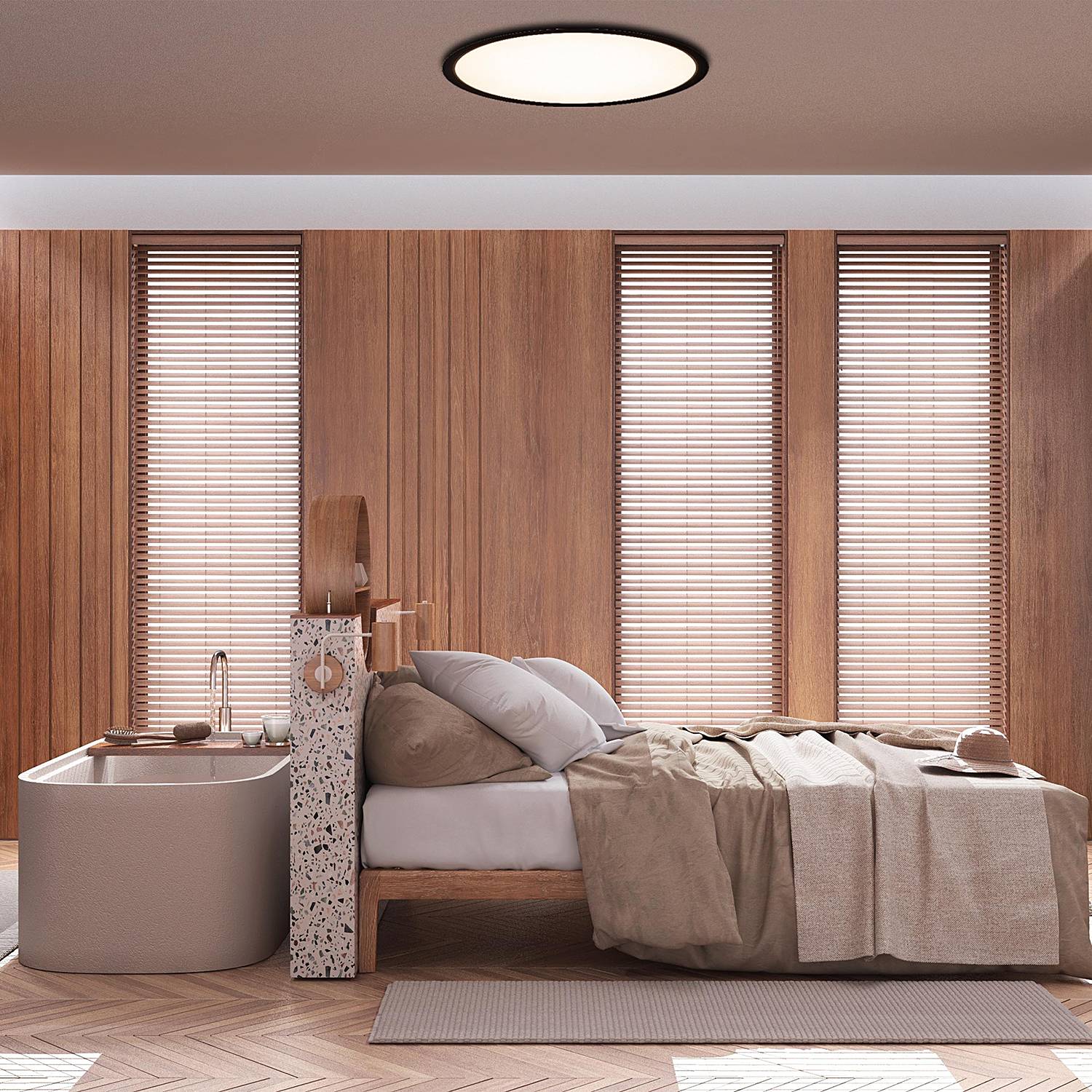 Carlo LED Ceiling Lamp Black 1-light 54 cm