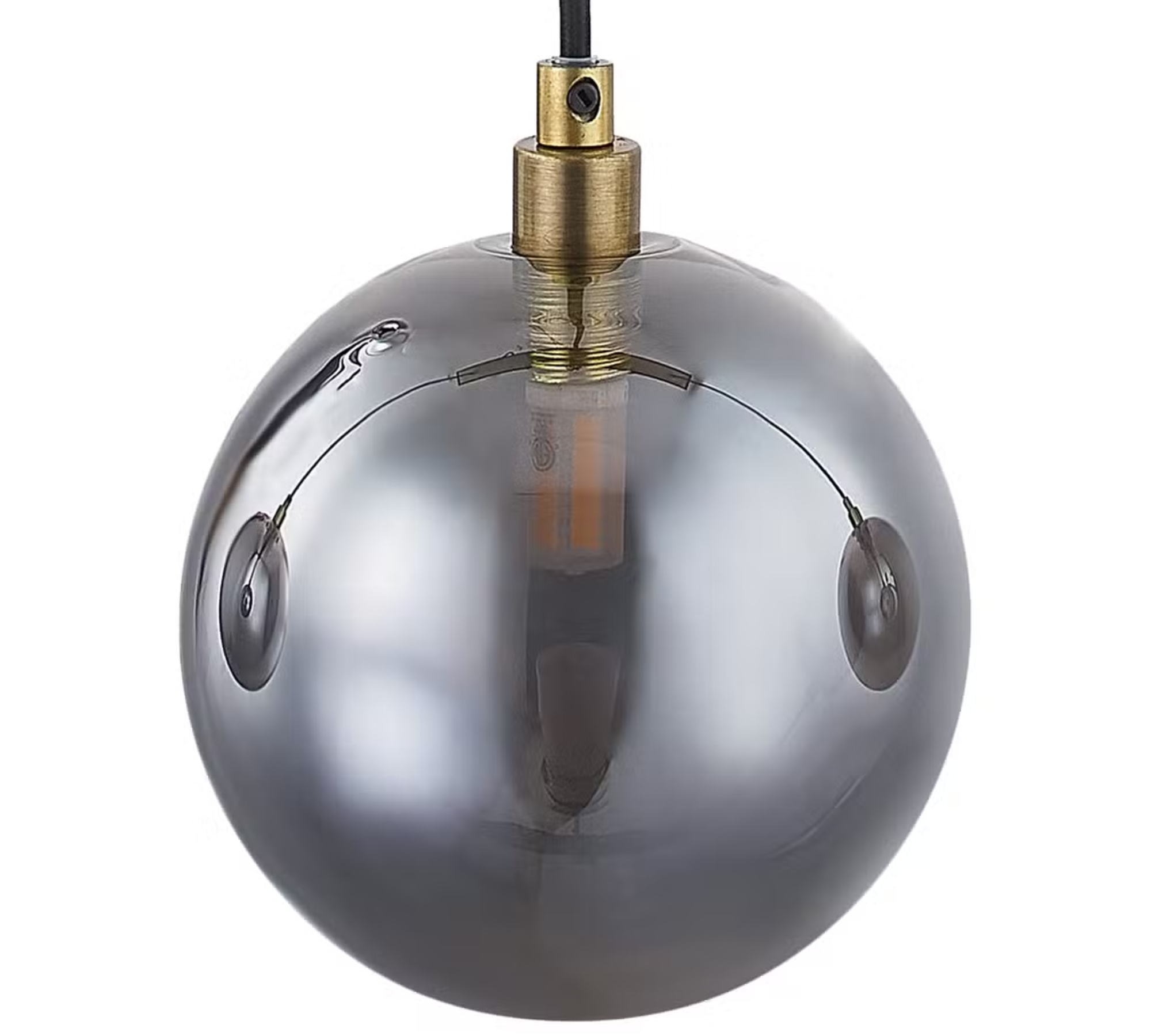 Pendant lamp 3-light smoky glass iron