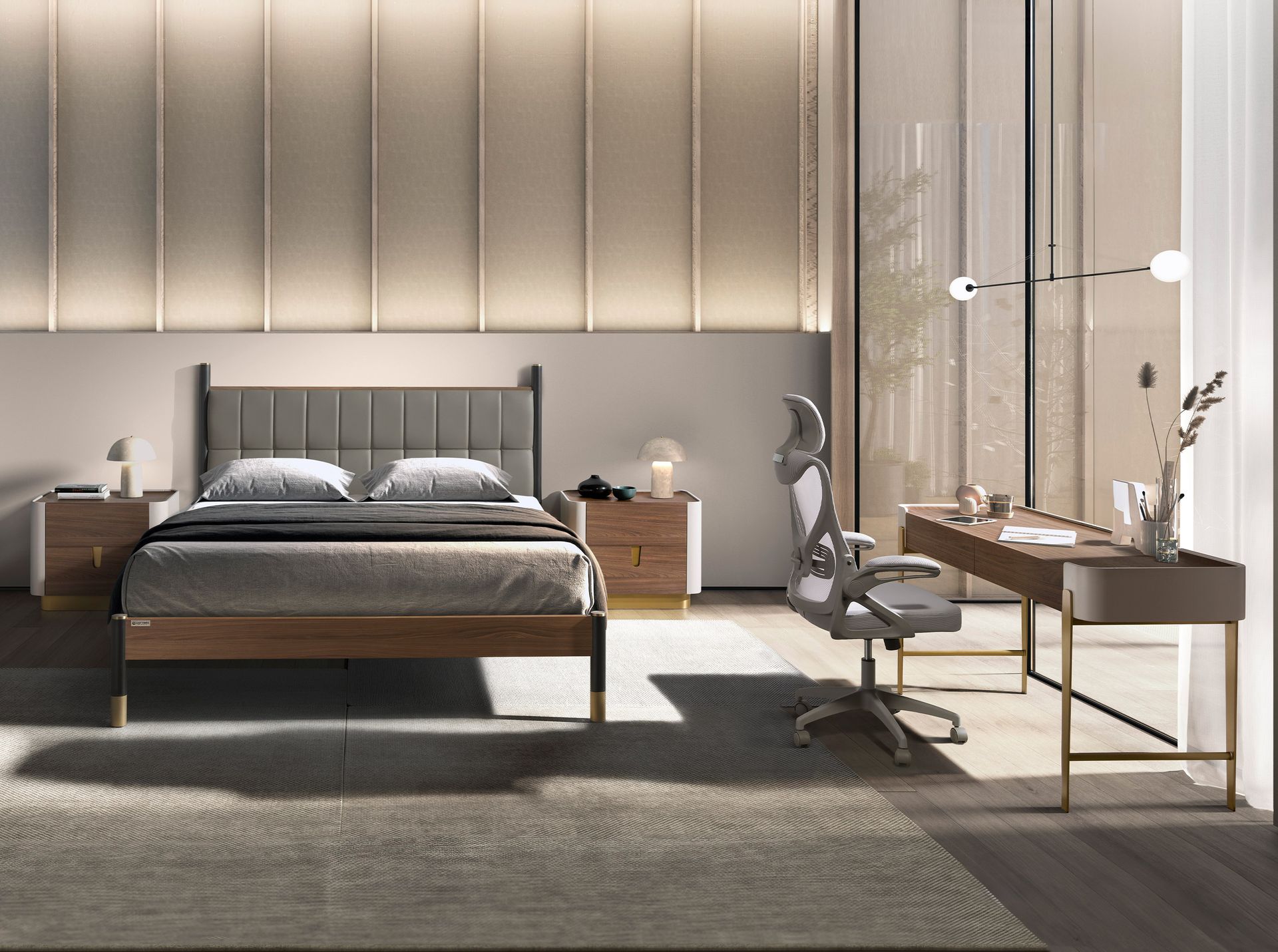 Drehbarer Bürostuhl Textil Grau