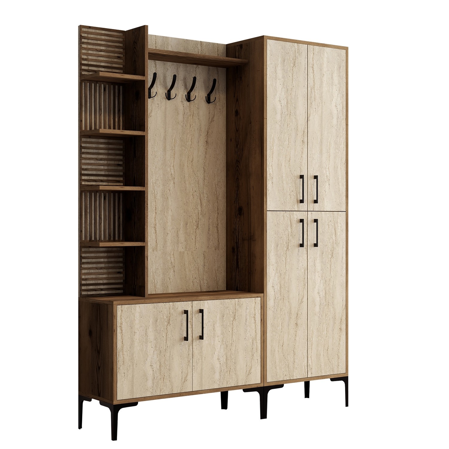 Viyana Garderobe Walnussbraun Steinoptik 90cm x 200cm