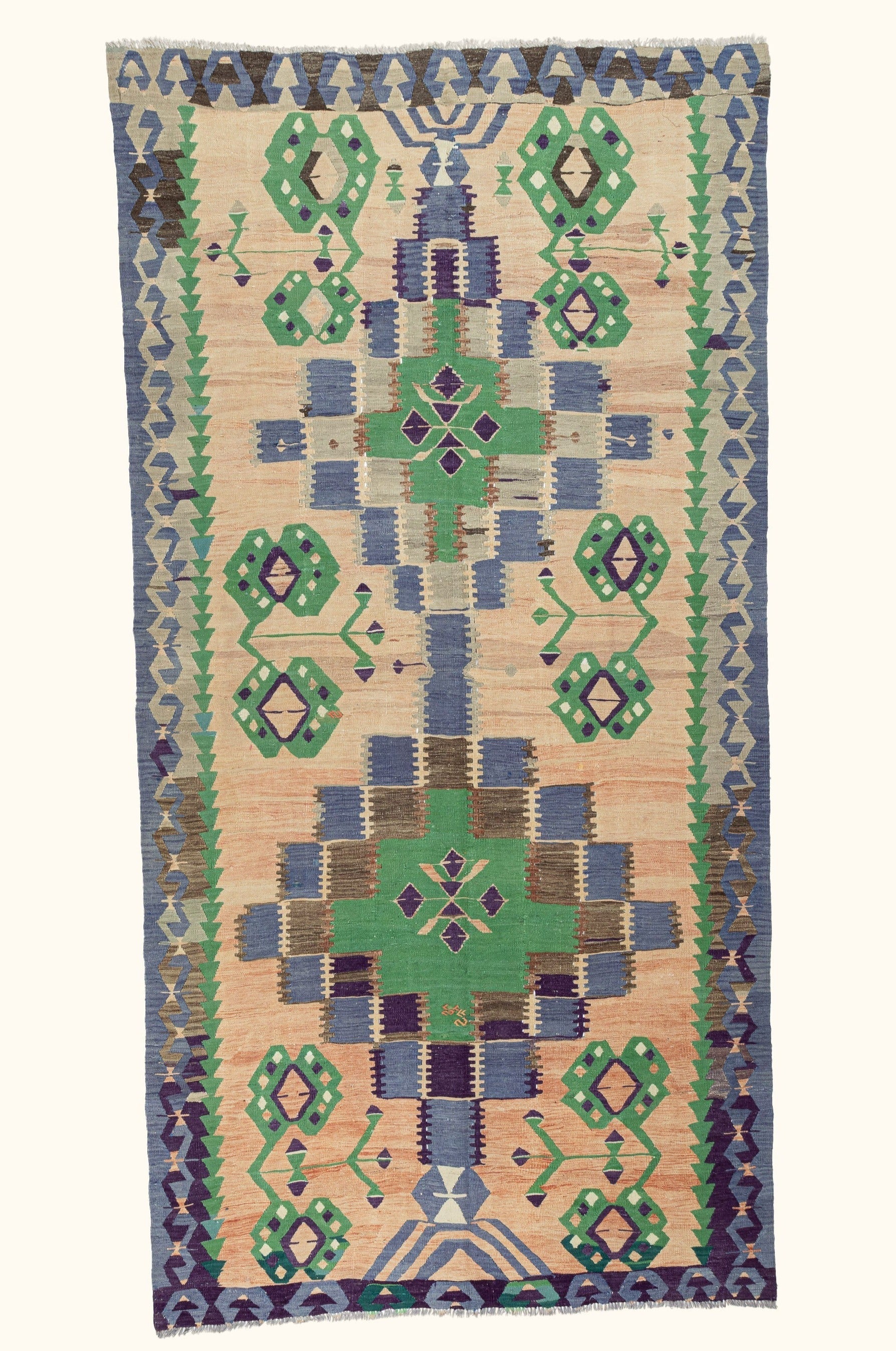 Vintage Kilim Teppich Wolle Mehrfarbig