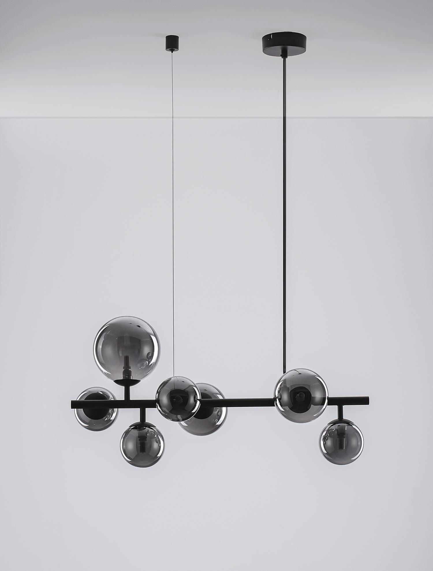 Odillia Typ C Pendelleuchte Rauchglas Aluminium 7-flammig