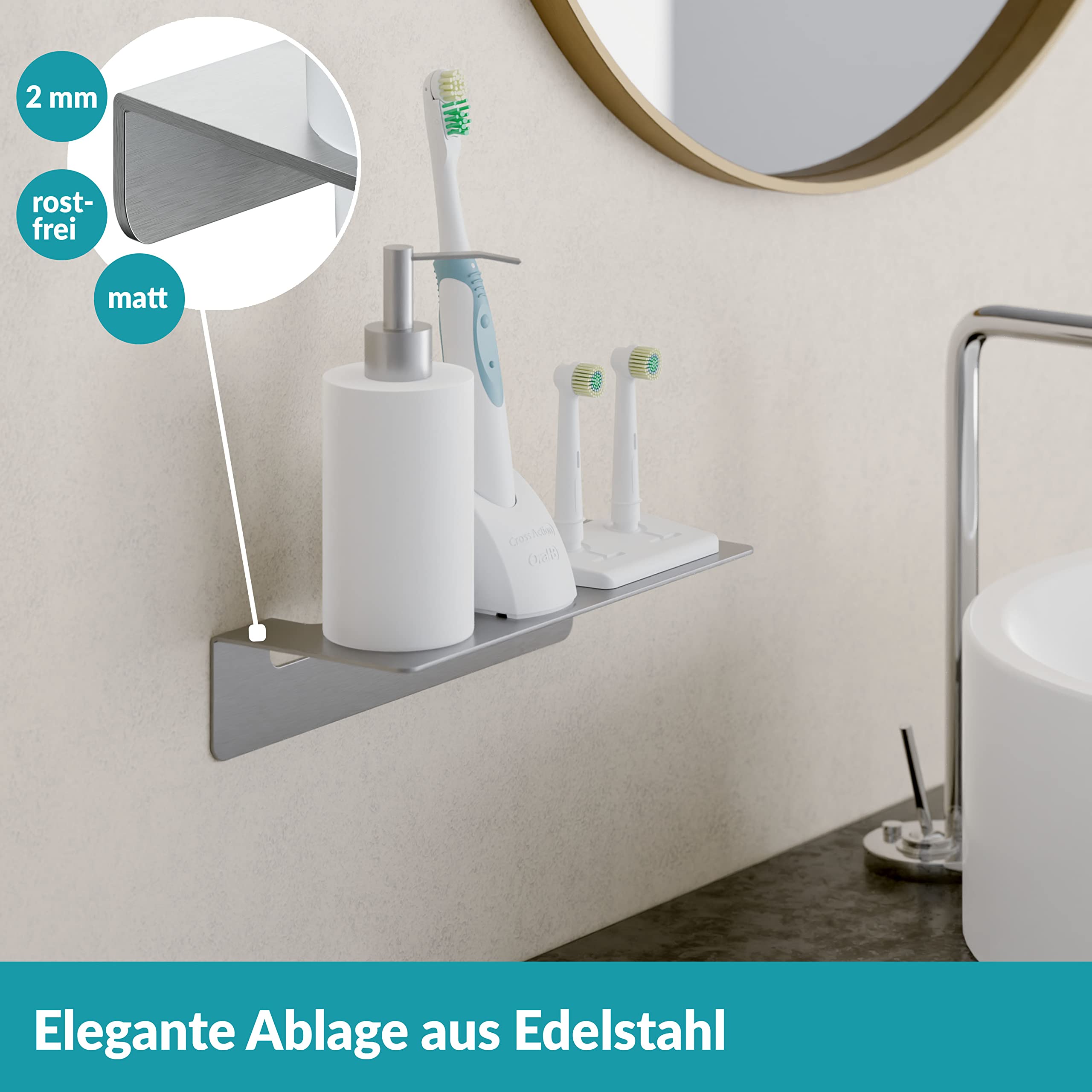 Badeablage Edelstahl Silber