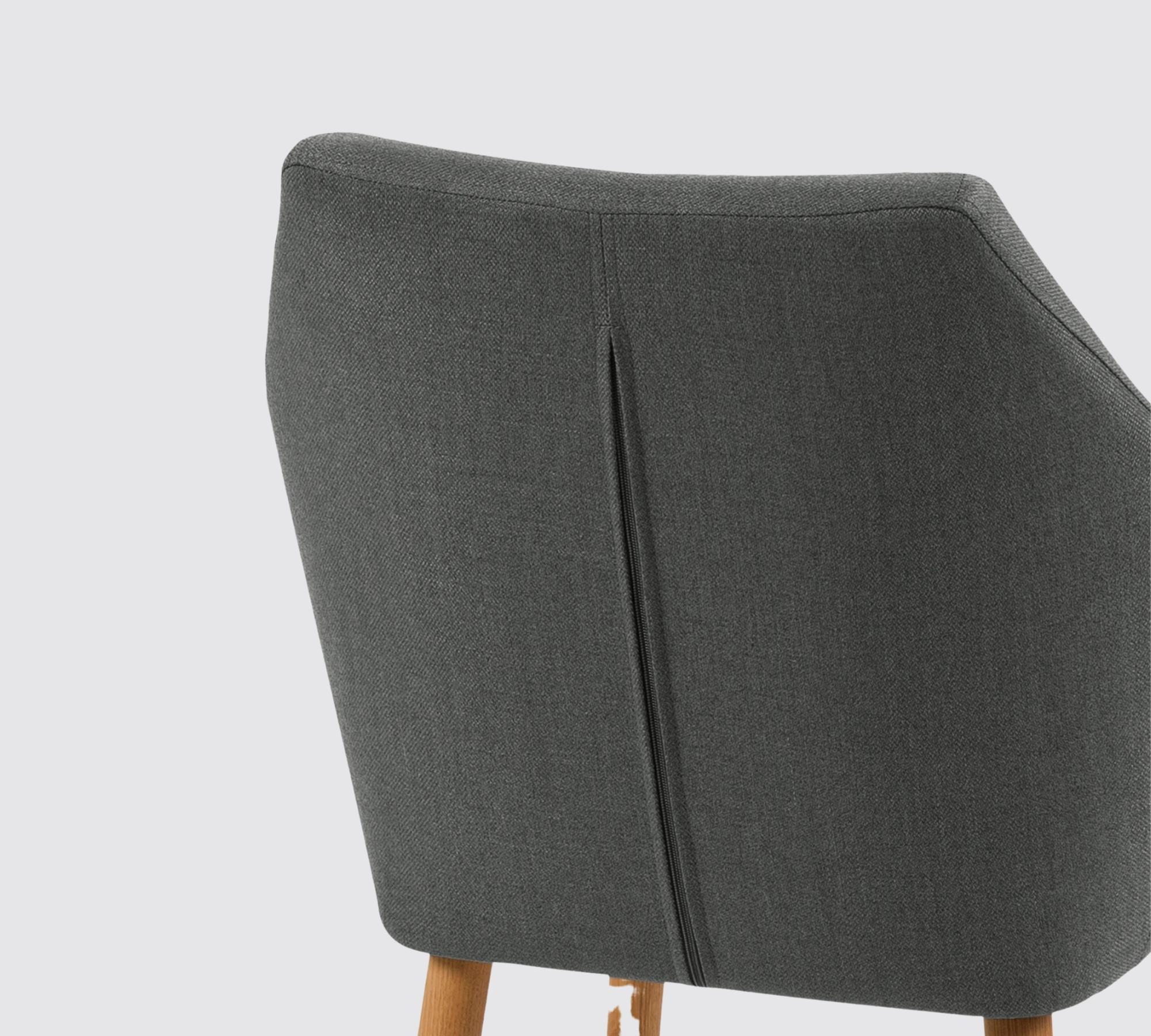 Armchair Oak Solid Wood from Upholstery Fabric Grey